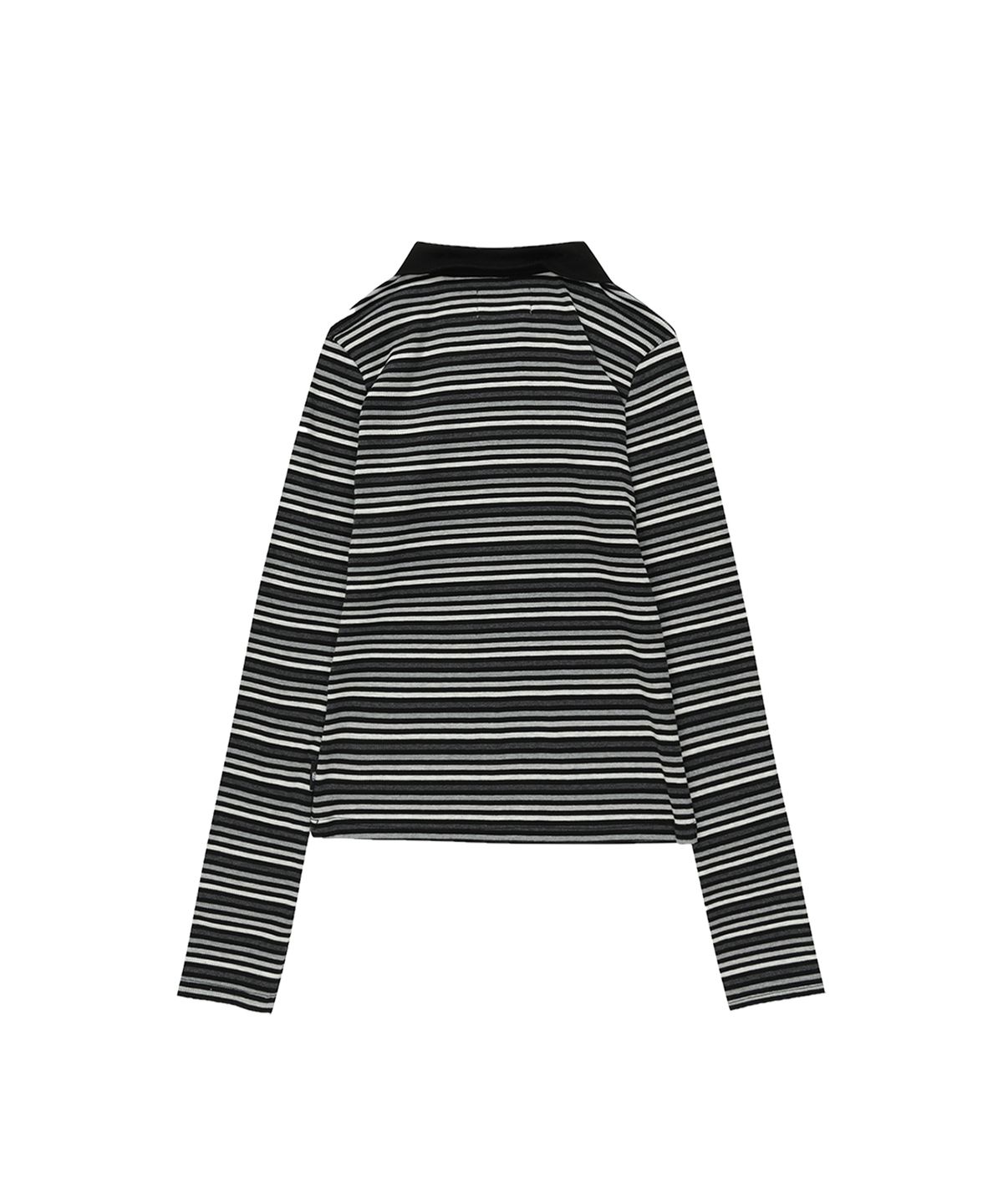 길라아카이브(GILAARCHIVE) CROSS BUTTON COLLAR STRIPE LONG SLEEVE_CHARCOAL