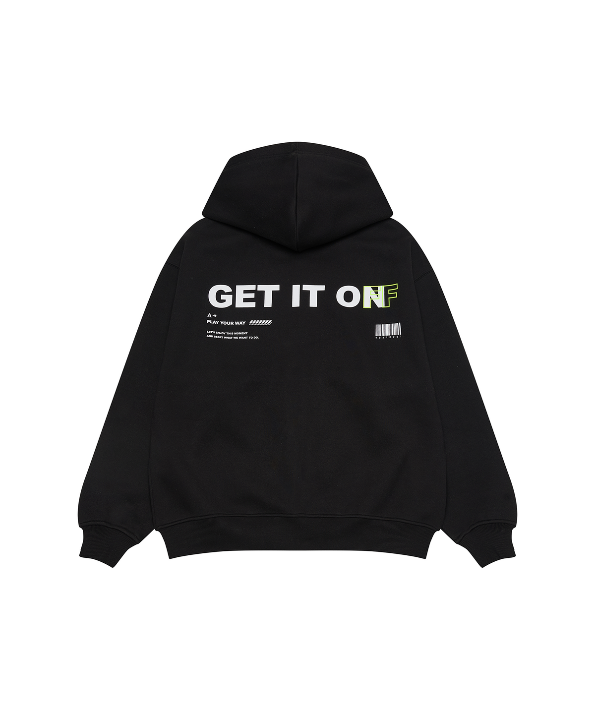 겟잇온(GET IT ON) [L~4XL] 시그니처 빅사이즈 2WAY 후드집업_블랙