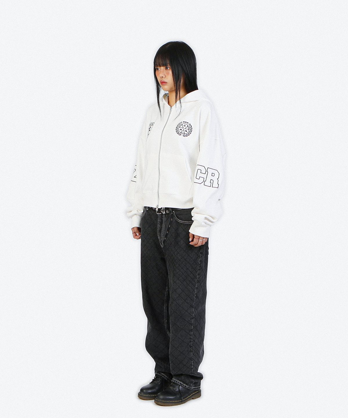 크리건(CRIGUN) CLUB JERSEY ZIP-UP HOODIE RAW WHITE