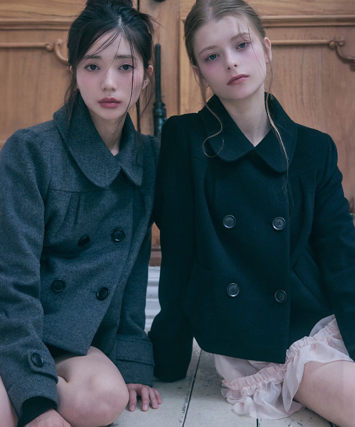 레이즈미야(REISE MIYA) 캐시미어 로제 더블 숏 코트 [BLACK]