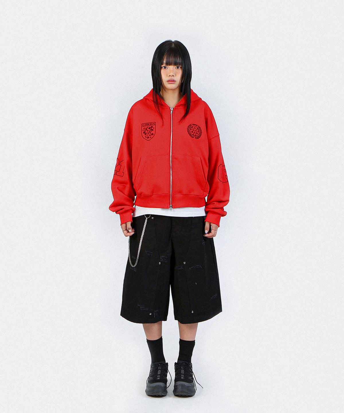 크리건(CRIGUN) CLUB JERSEY ZIP-UP HOODIE RED