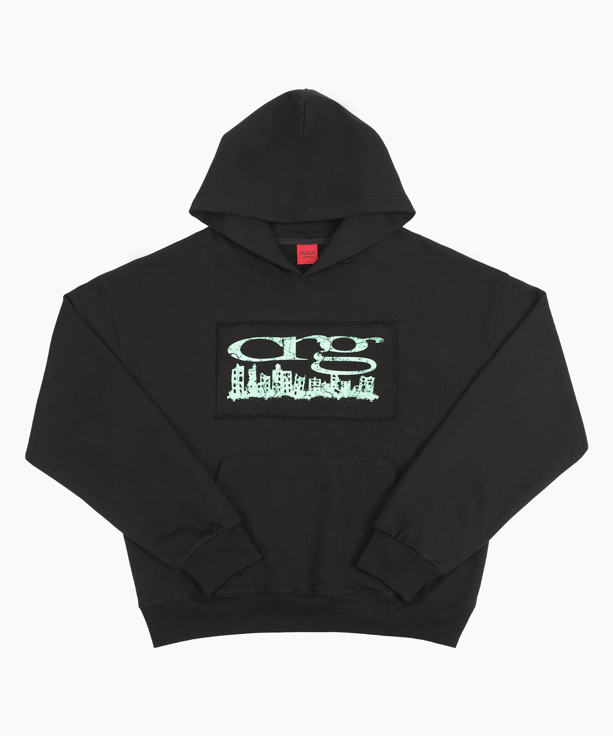 크리건(CRIGUN) CITY LOGO CUT OFF HOODIE BLACK