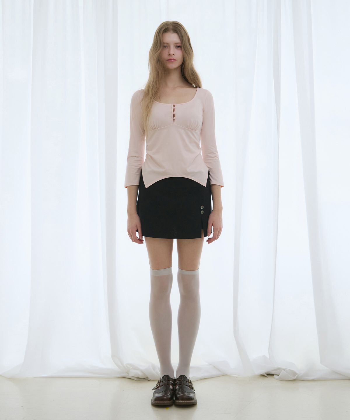 레이즈미야(REISE MIYA) 아린 실키 슬림 탑 [BABY PINK]