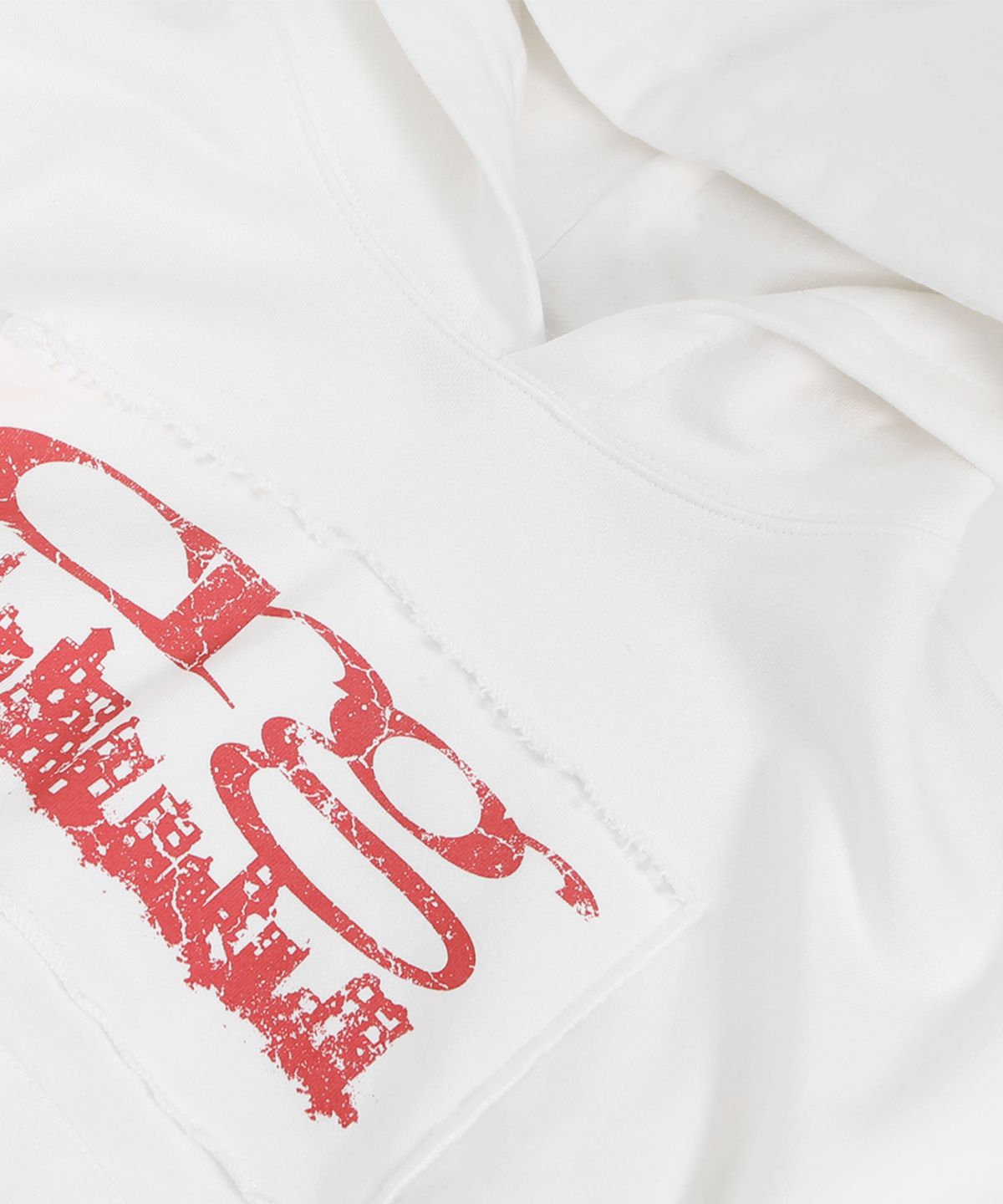 크리건(CRIGUN) CITY LOGO CUT OFF HOODIE WHITE