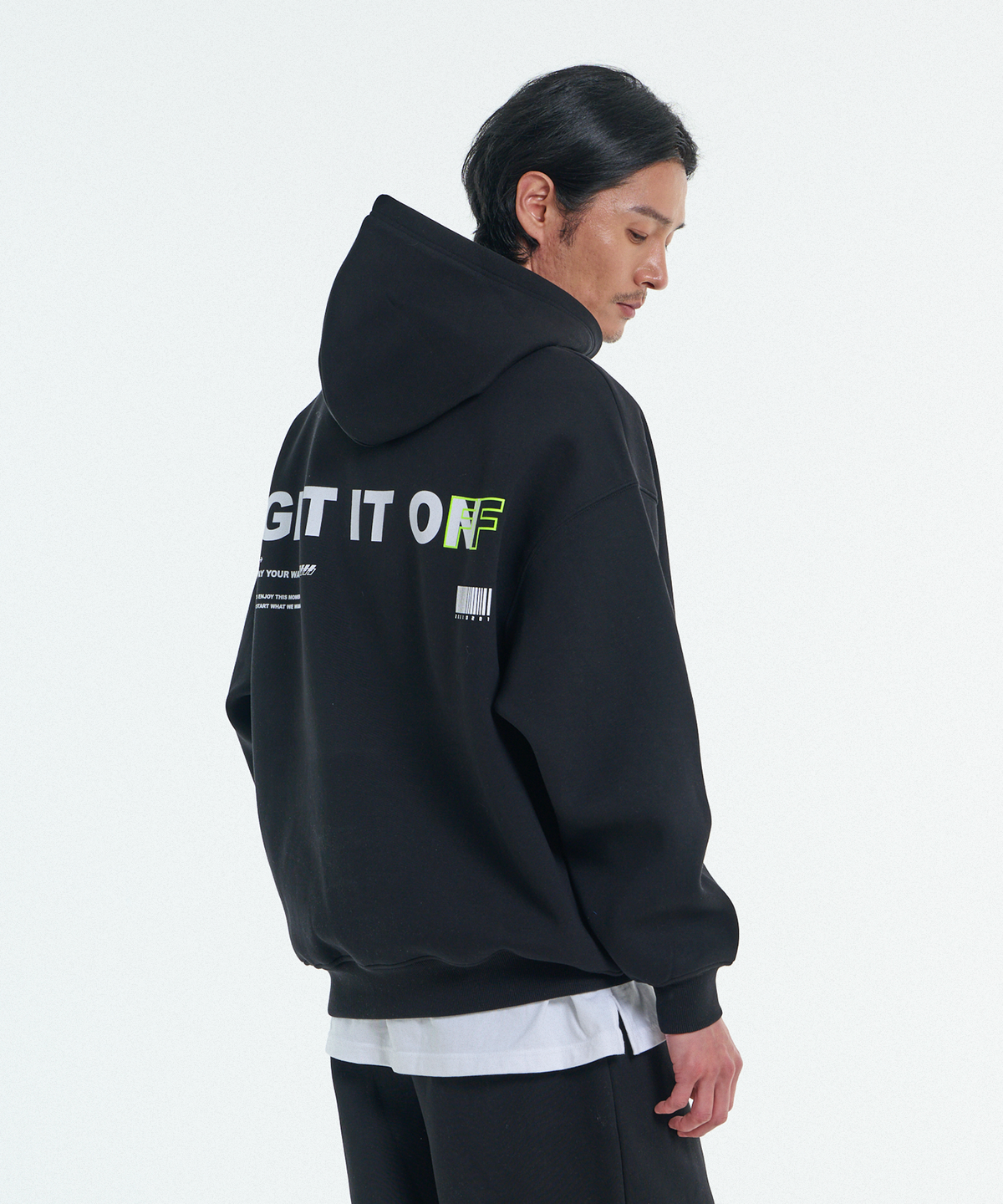 겟잇온(GET IT ON) [L~4XL] 시그니처 빅사이즈 후드 스웨트셔츠_블랙