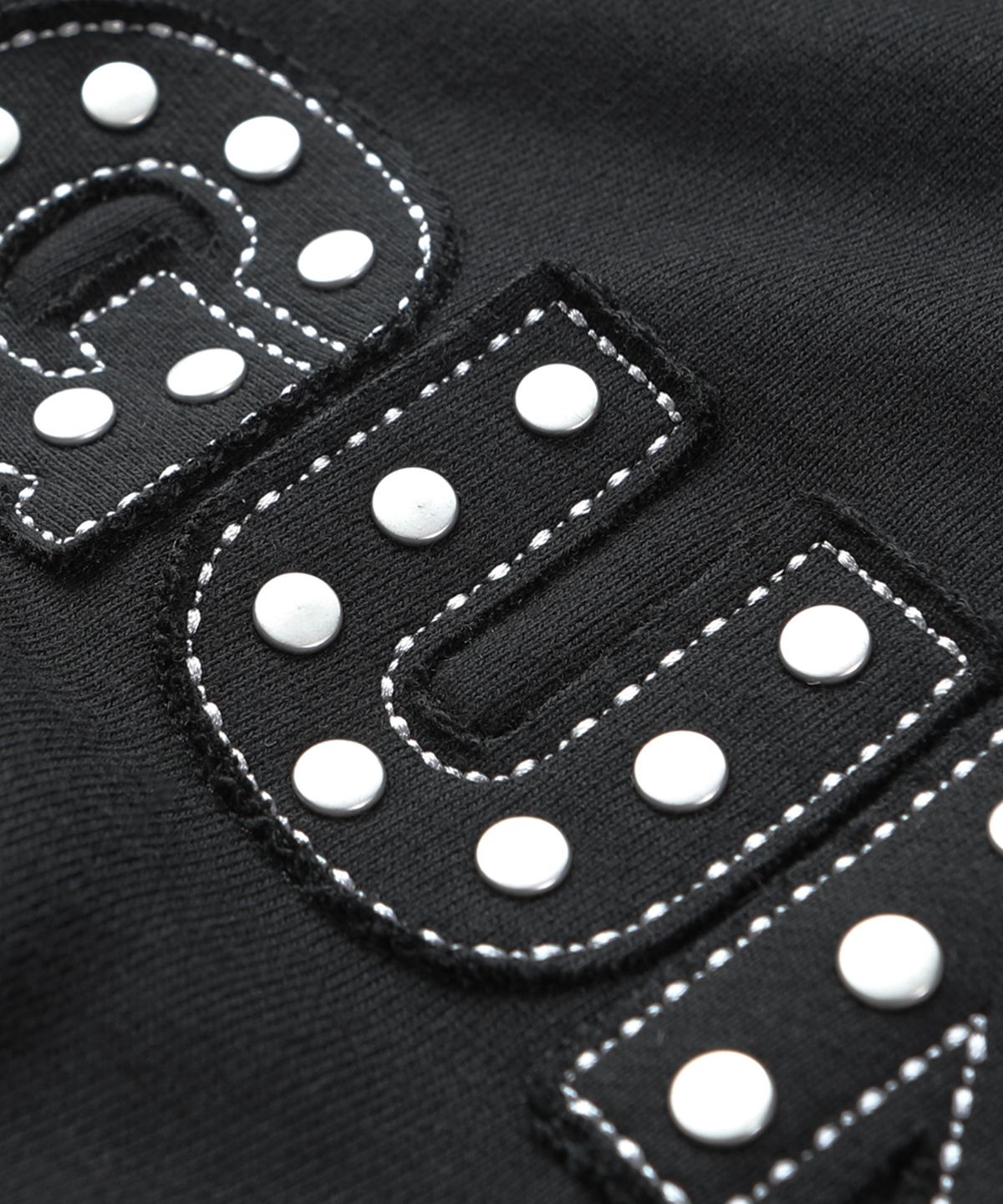 크리건(CRIGUN) APPLIQUE RIVET ZIP UP HOODIE BLACK