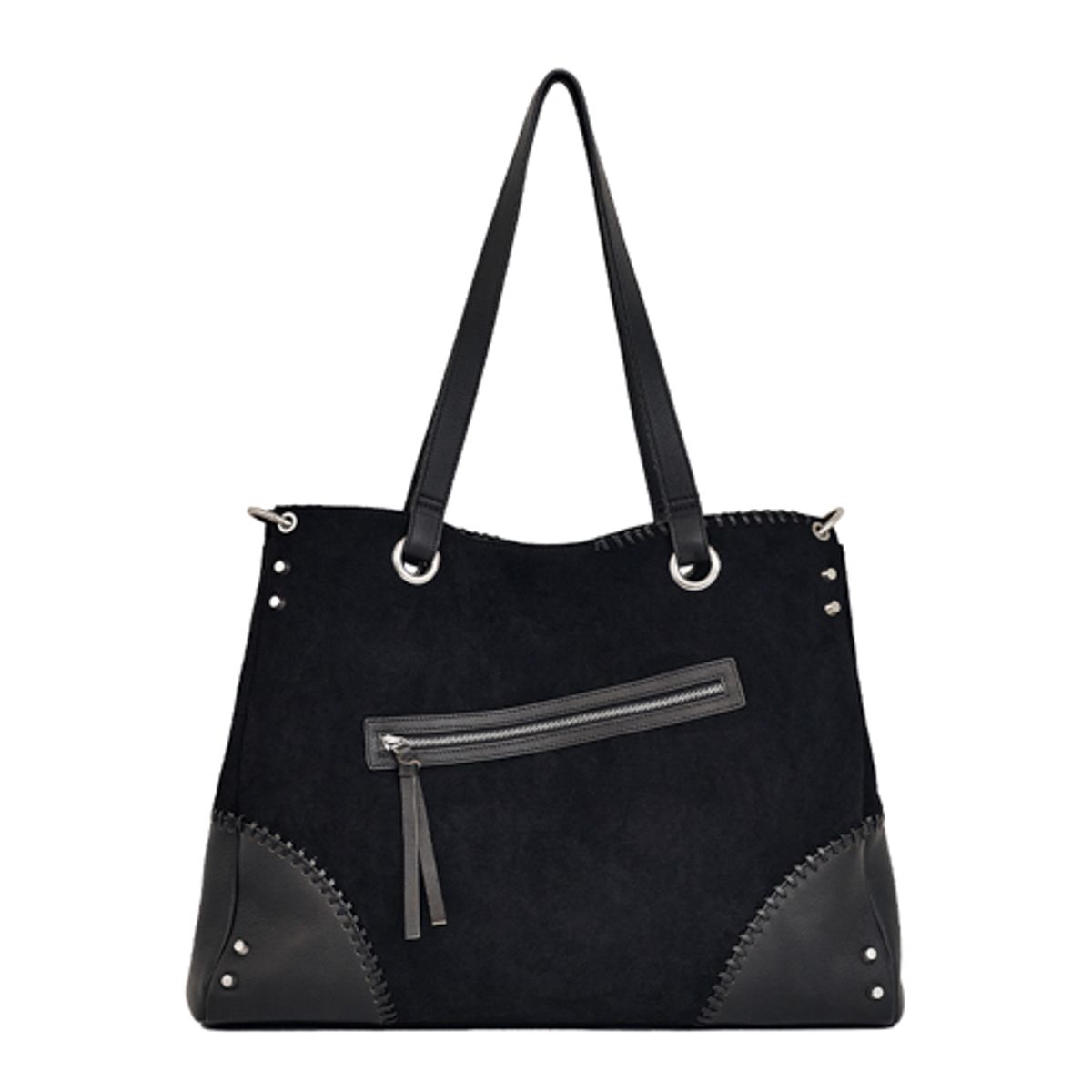 네거티브쓰리(NEGATIVETHREE) Two-way Suede Boston Bag_Black