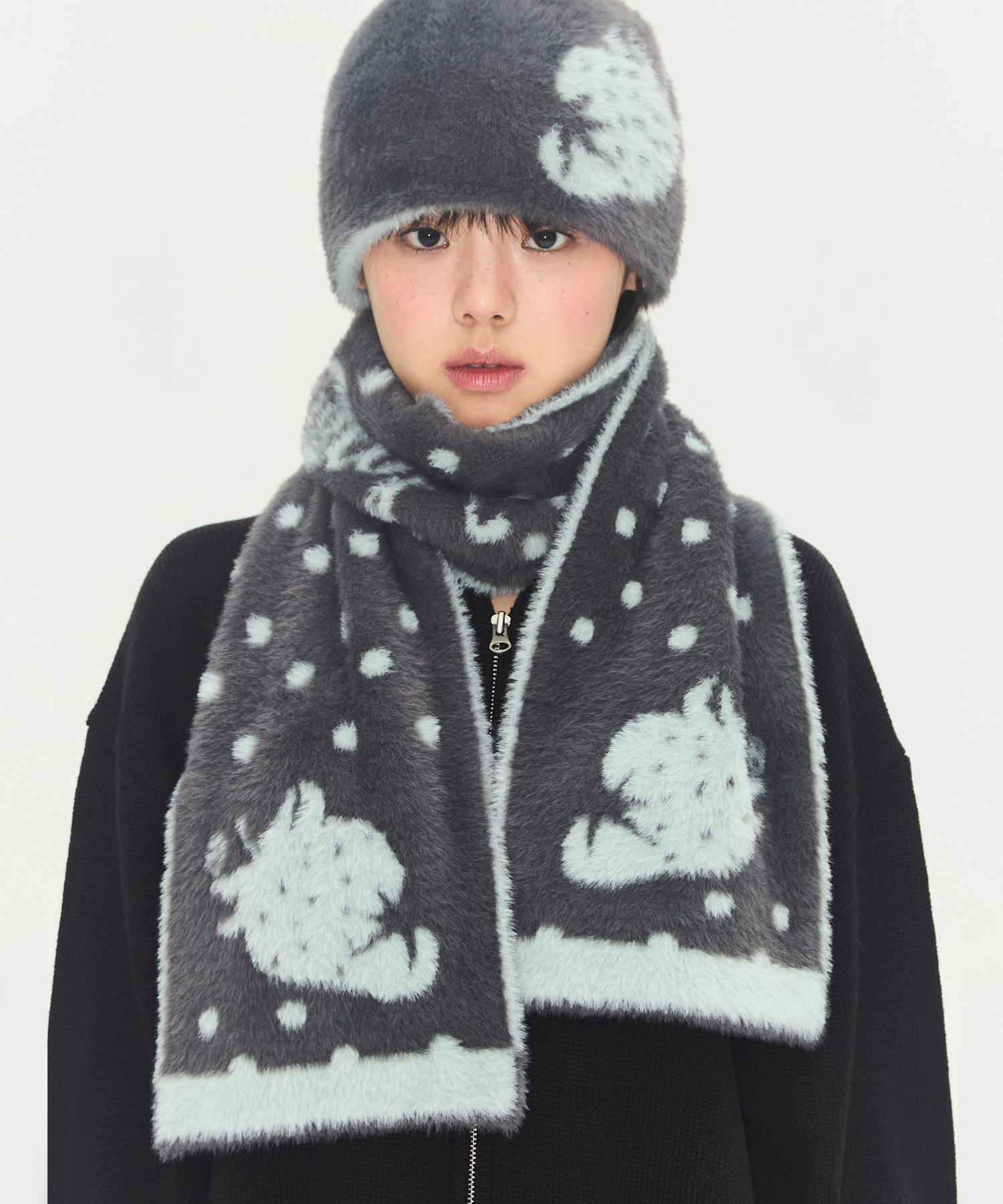 MUSINSA公式 | VIDEO JOCKEY Starberry Muffler [Gray]