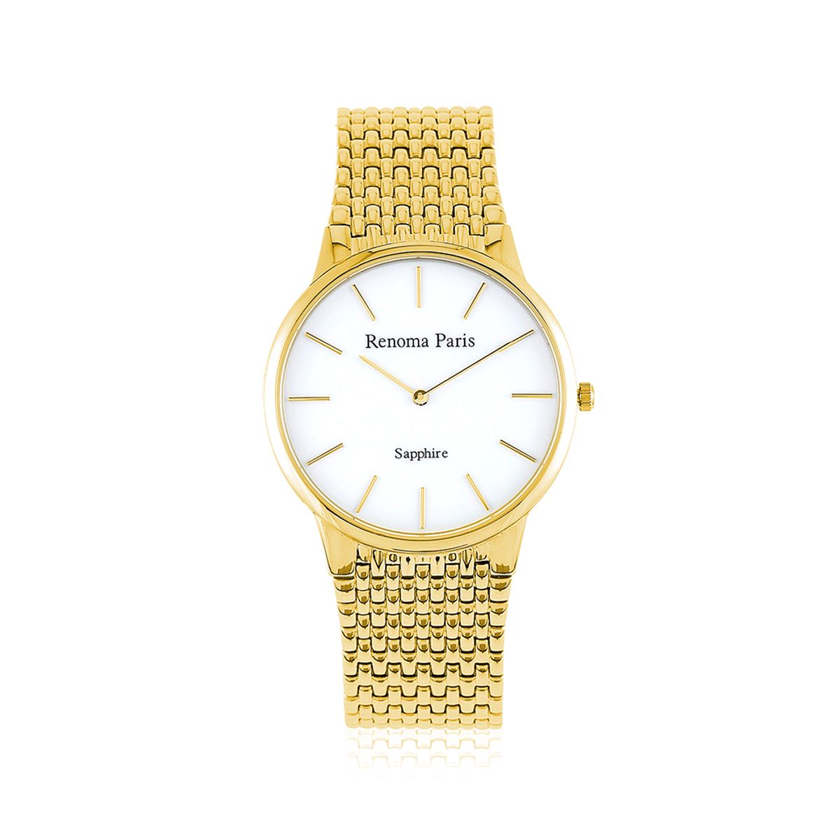 레노마 시계(RENOMA WATCH) 골드 사파이어 글라스 슬림 커플용 메탈시계 RE475GDW