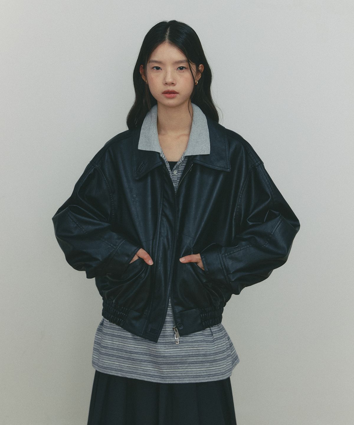 쎄미(SSEMI) ANDERSON LEATHER BLOUSON(BK)