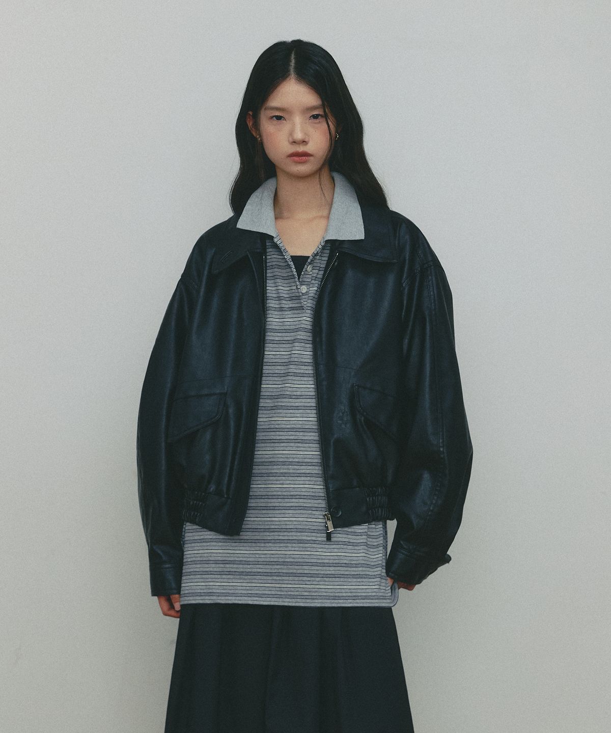 쎄미(SSEMI) ANDERSON LEATHER BLOUSON(BK)