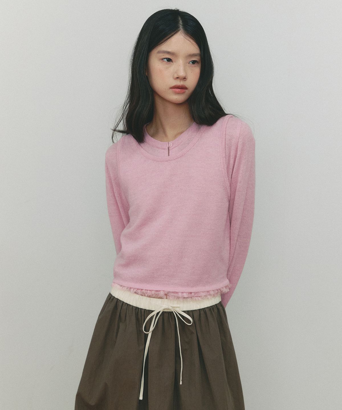 쎄미(SSEMI) FRILLY WOOL SLEEVELESS KNIT(PK)