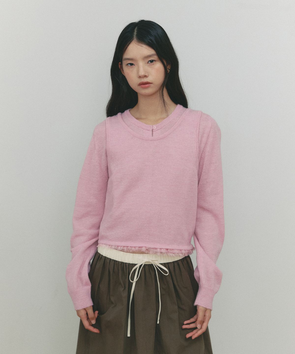 쎄미(SSEMI) FRILLY WOOL SLEEVELESS KNIT(PK)