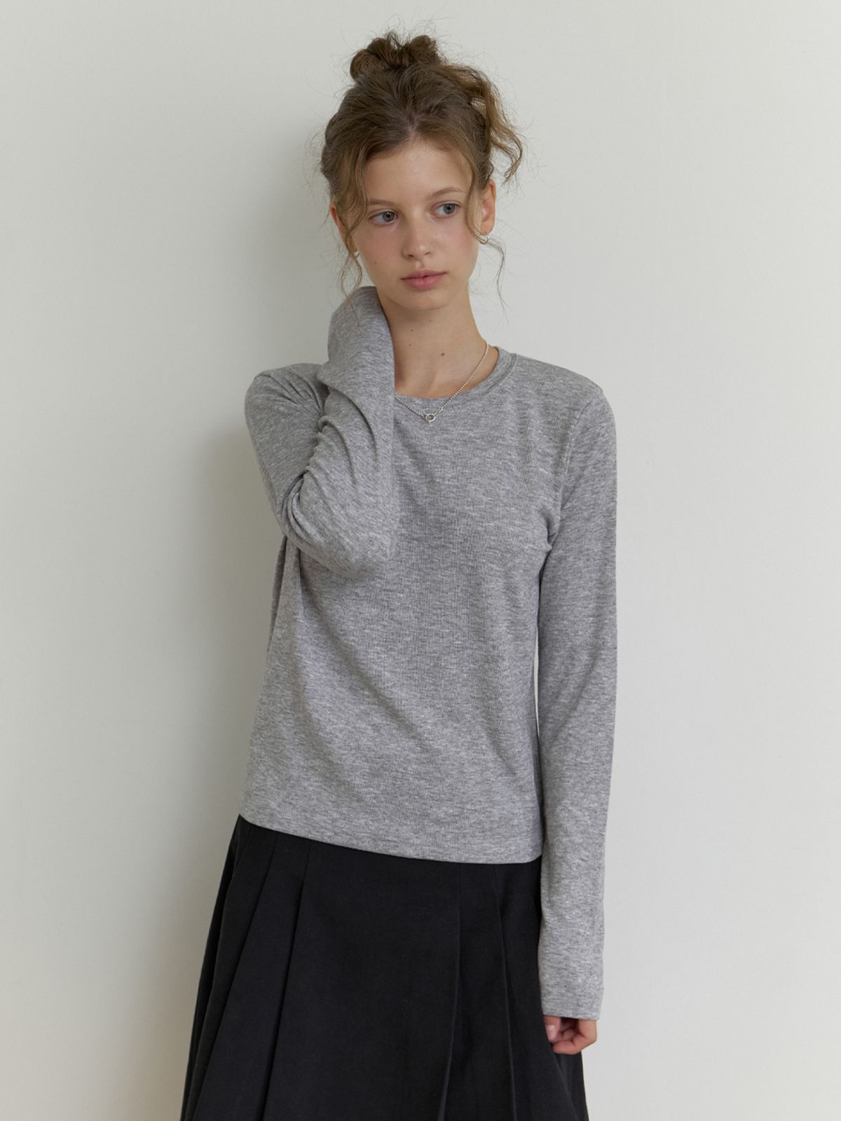 더미튼(THEMITTEN) Oli layered t-shirt (gray)