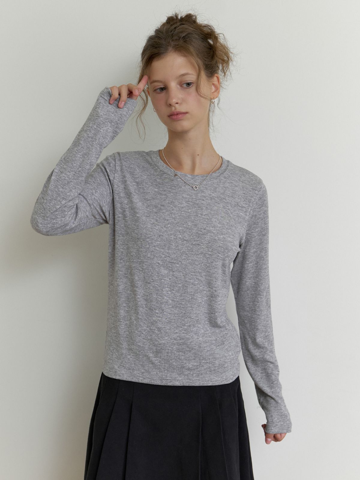 더미튼(THEMITTEN) Oli layered t-shirt (gray)