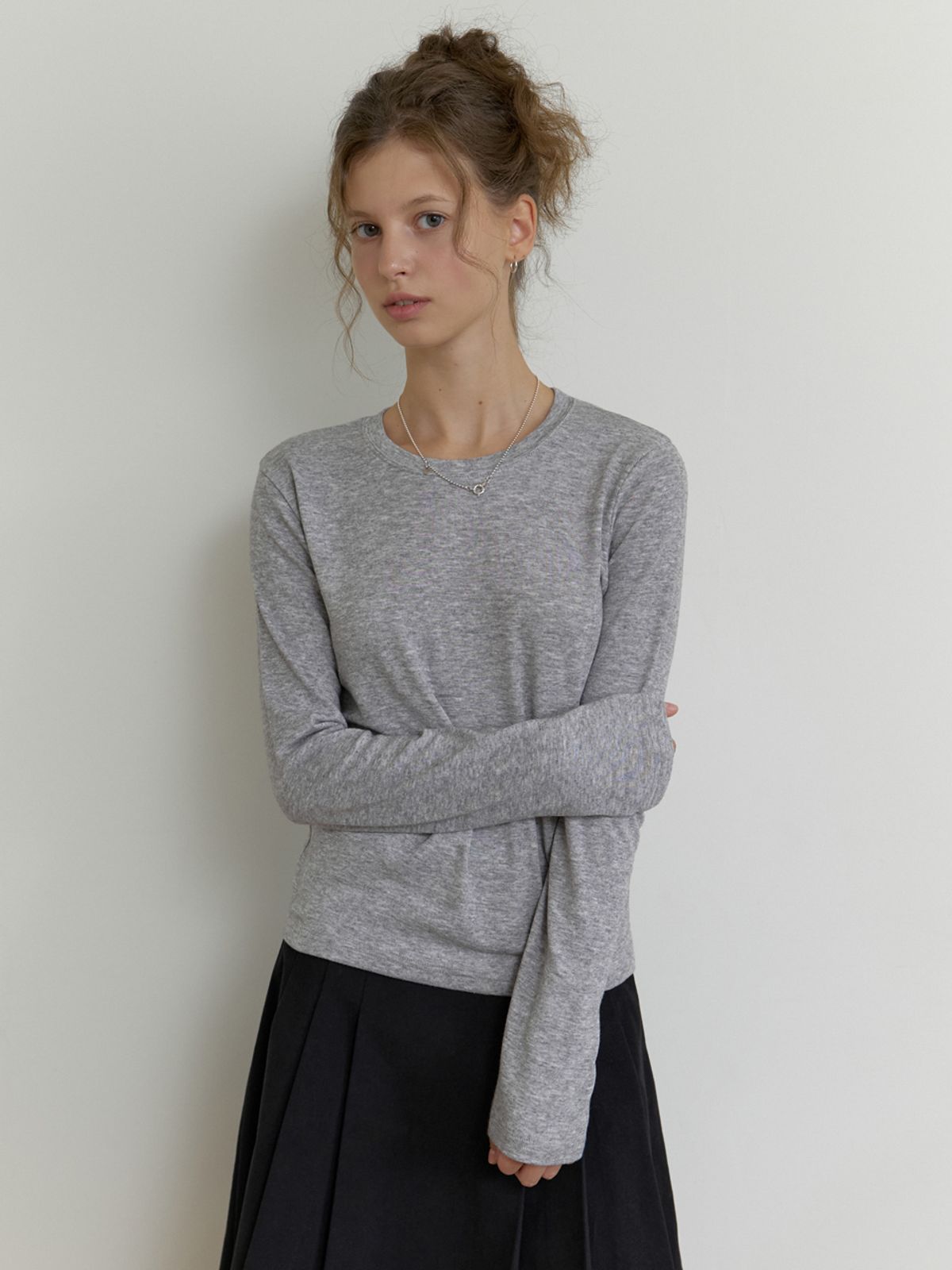 더미튼(THEMITTEN) Oli layered t-shirt (gray)