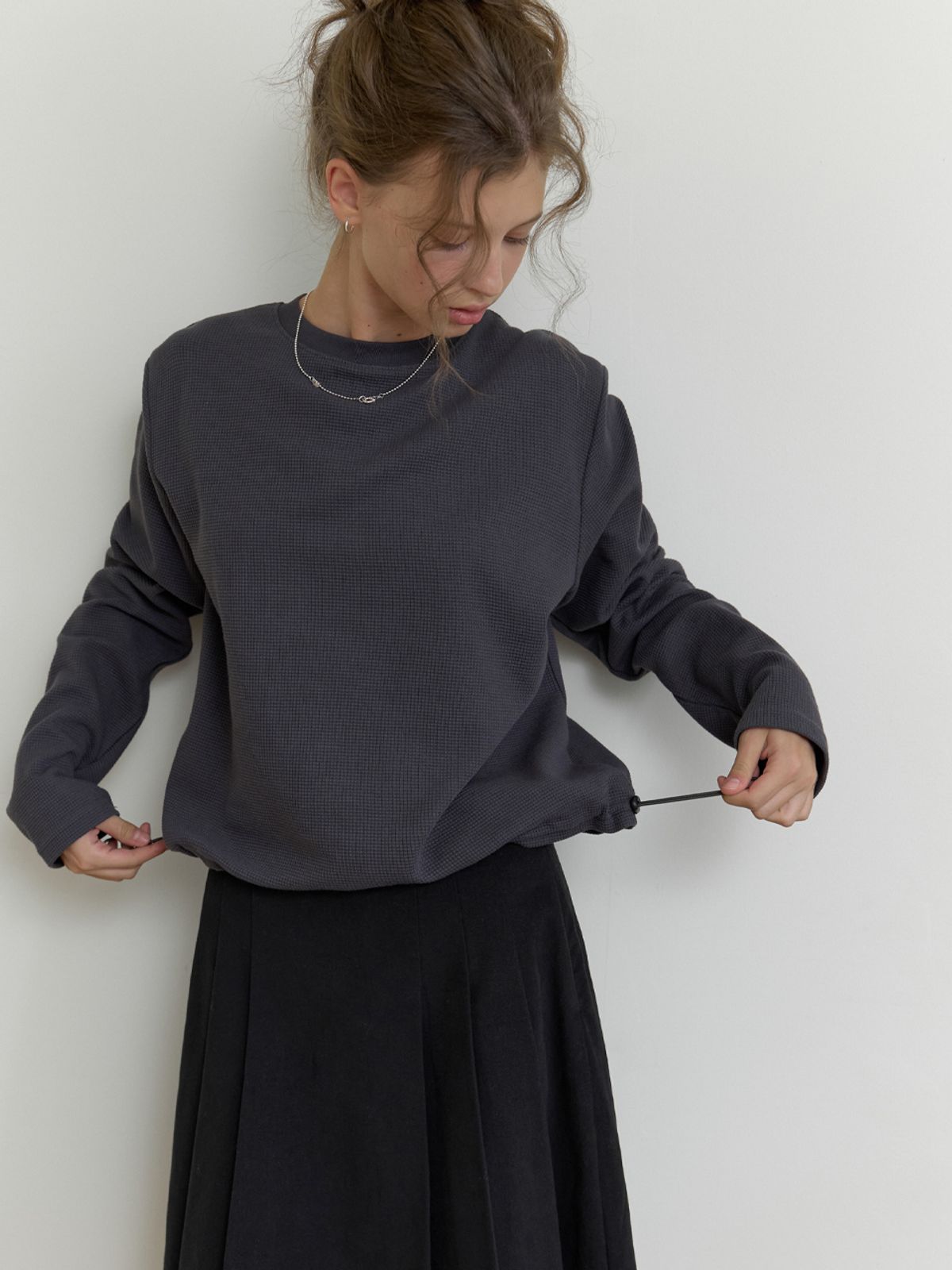 더미튼(THEMITTEN) Bube waffle t-shirt (charcoal)