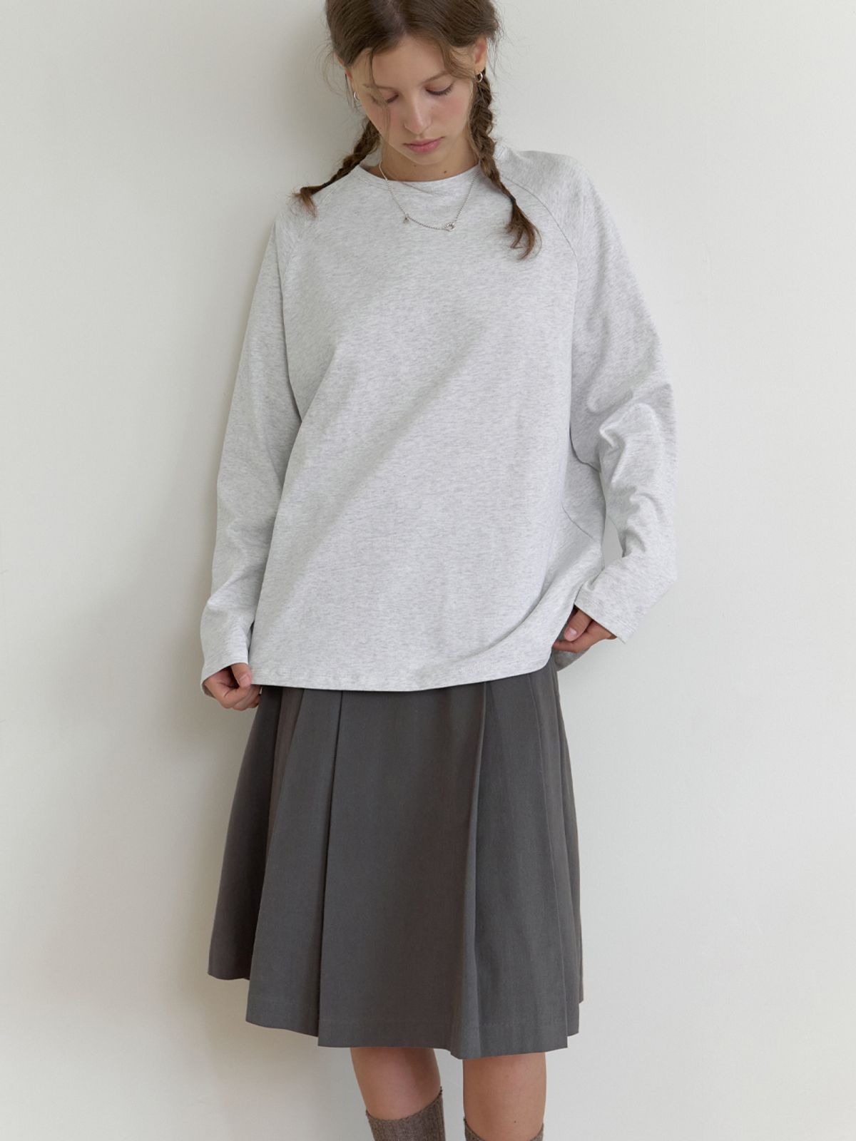 더미튼(THEMITTEN) Basin raglan t-shirt (melange gray)