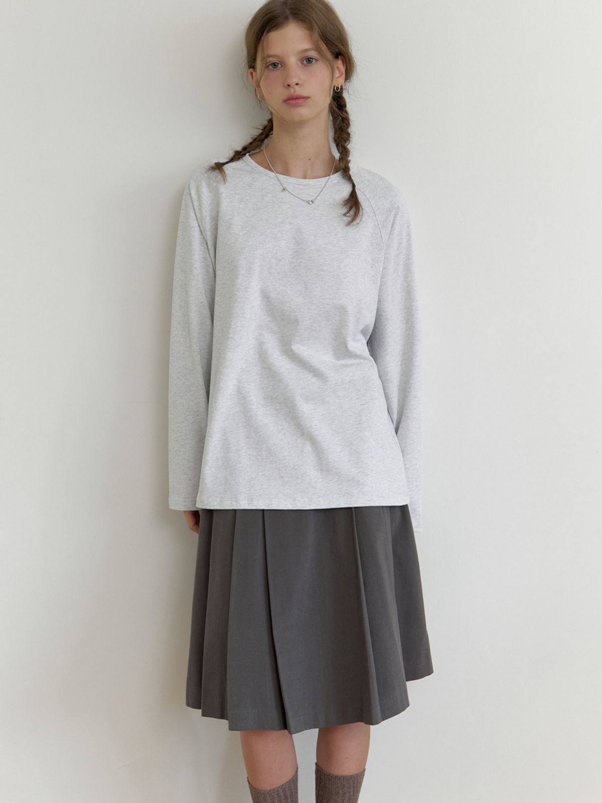 더미튼(THEMITTEN) Basin raglan t-shirt (melange gray)