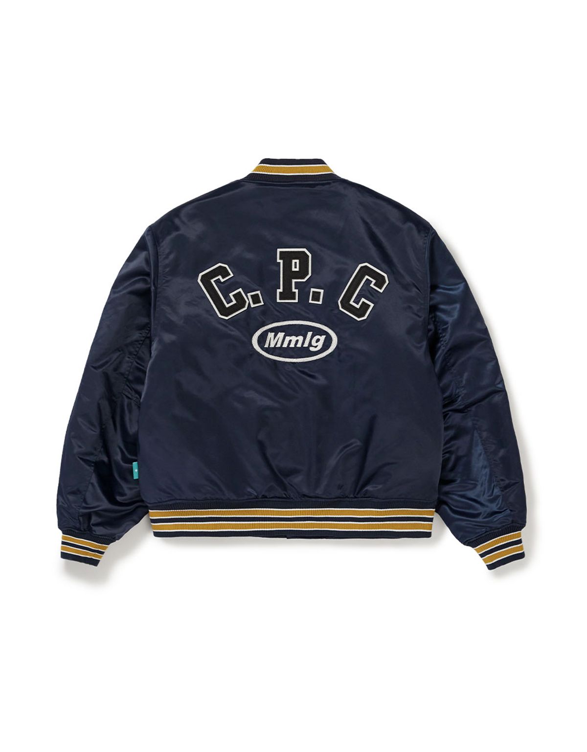 엠엠엘지(MMLG) [Mmlg] CPC SATIN VARSITY JACKET (NAVY)
