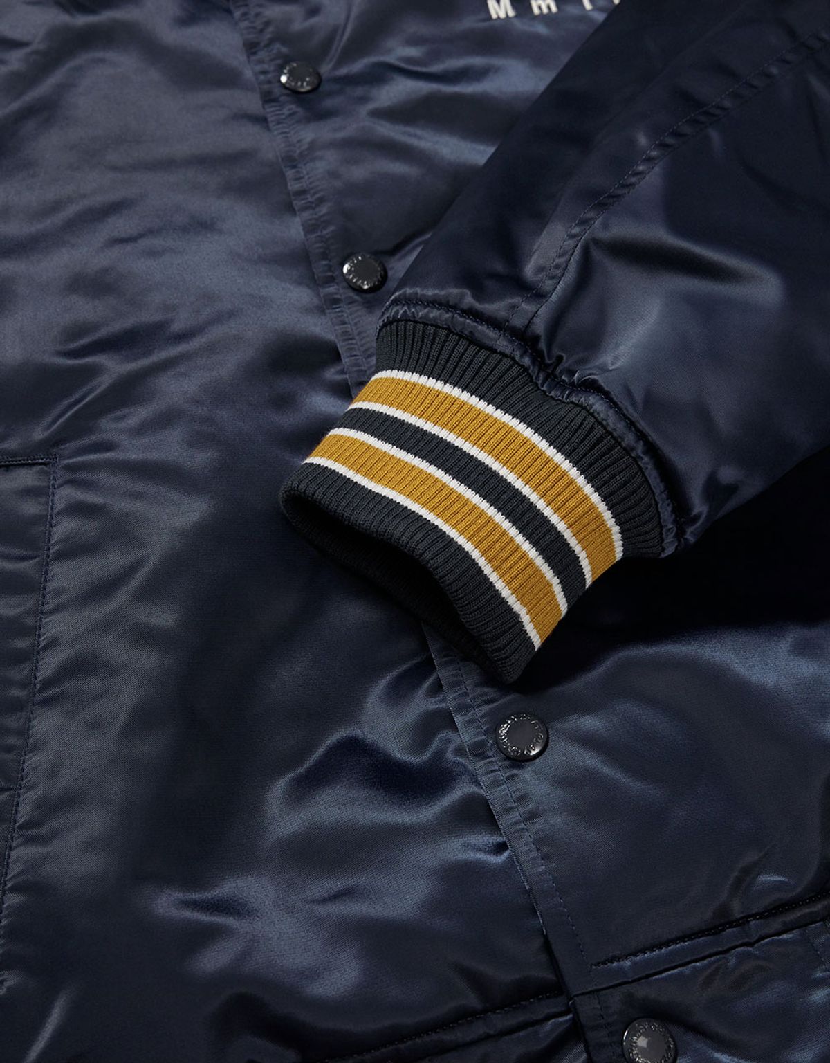 엠엠엘지(MMLG) [Mmlg] CPC SATIN VARSITY JACKET (NAVY)