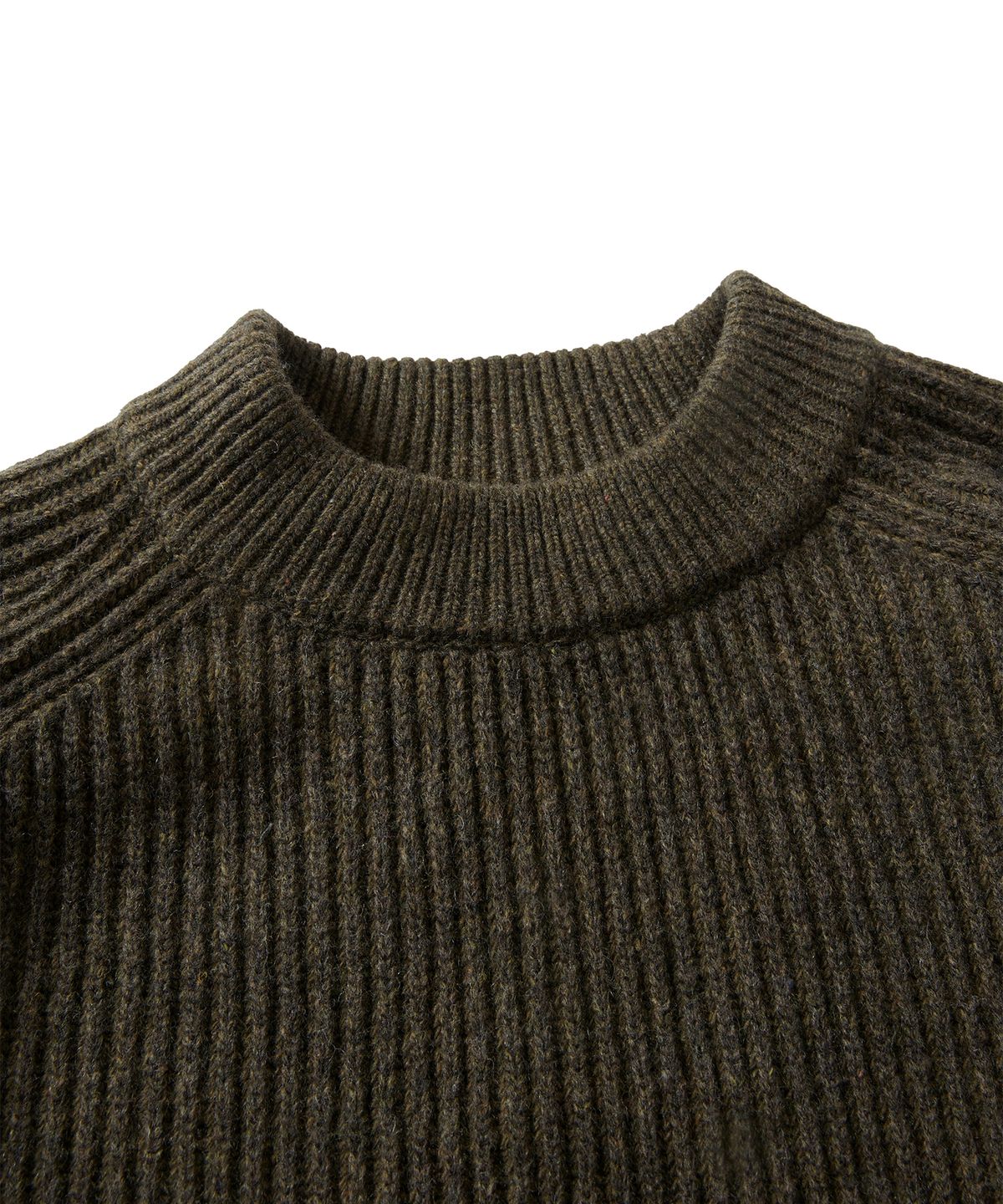 에스파이(ESFAI) 2 TONE CREW NECK KNIT (OLIVE)