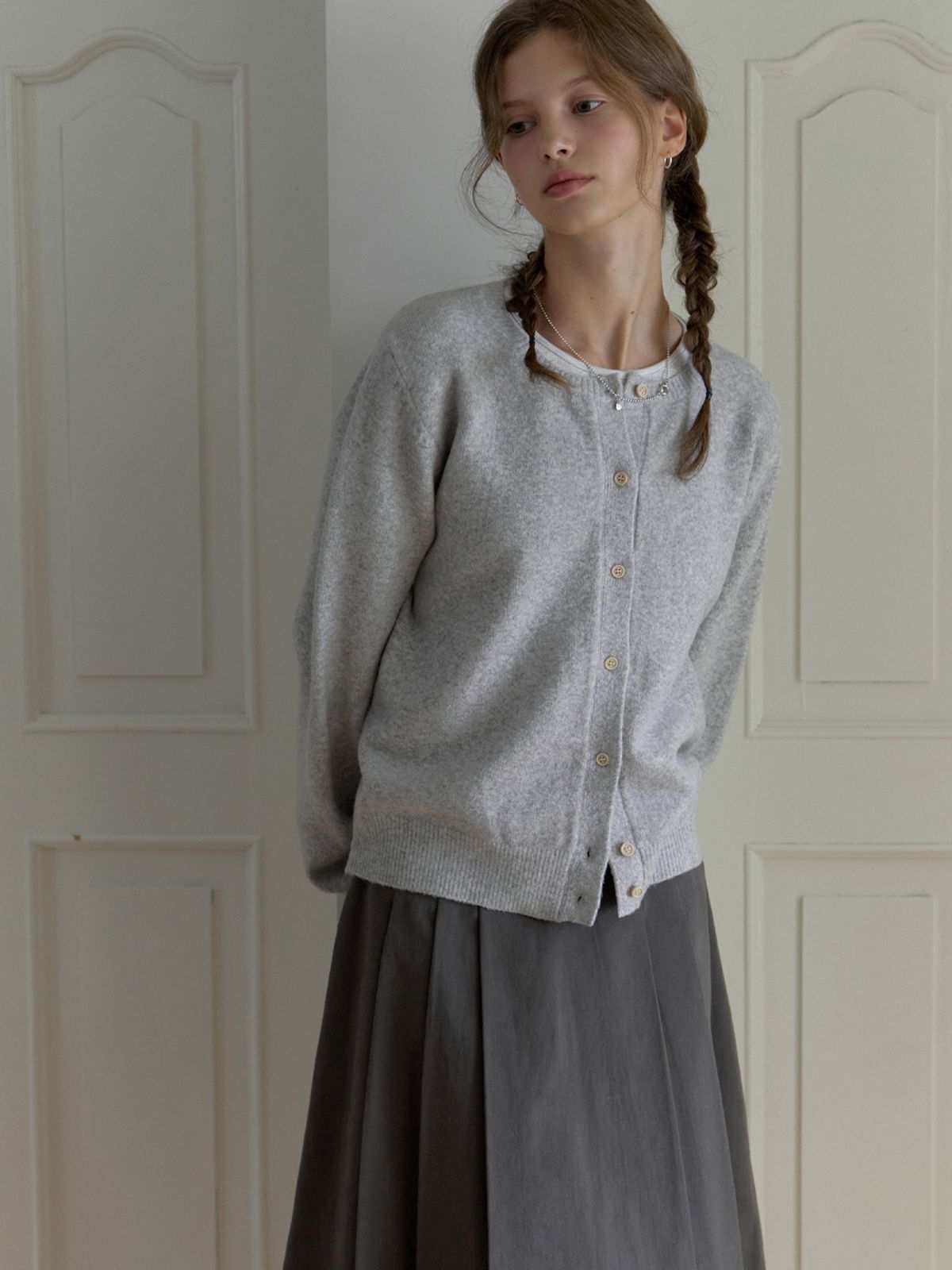 더미튼(THEMITTEN) Bree round cardigan (melange gray)