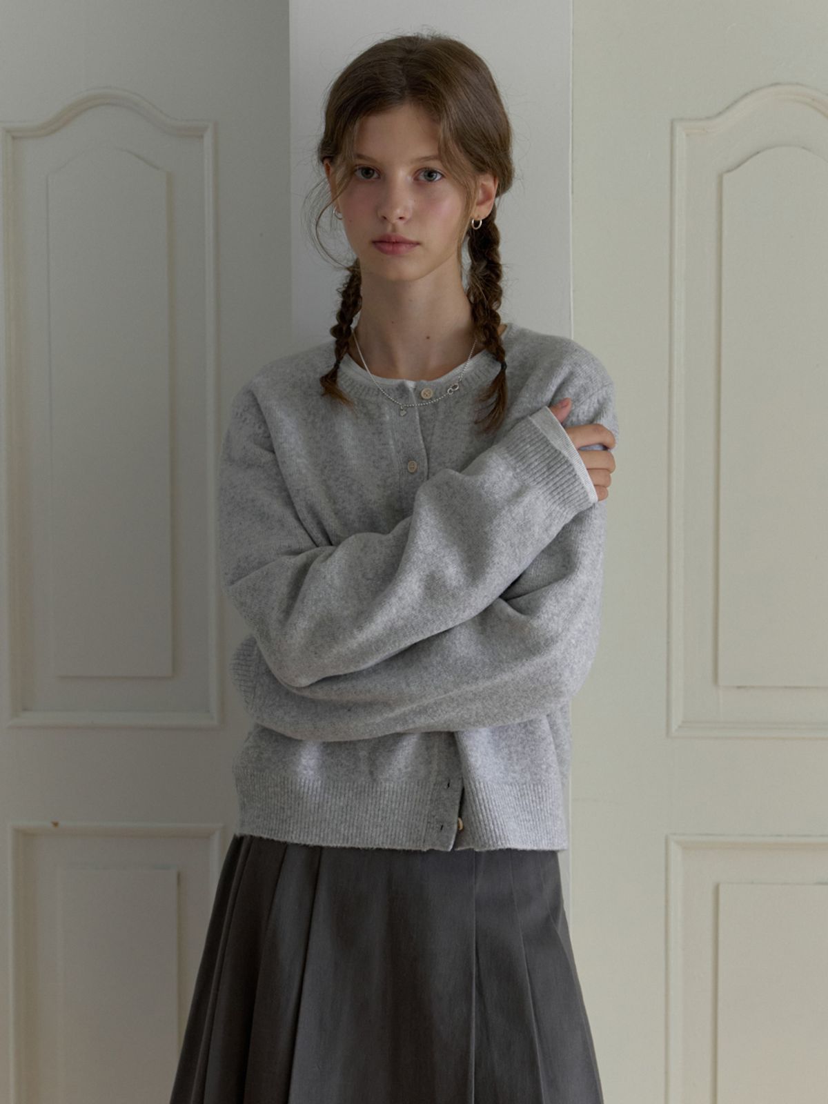 더미튼(THEMITTEN) Bree round cardigan (melange gray)
