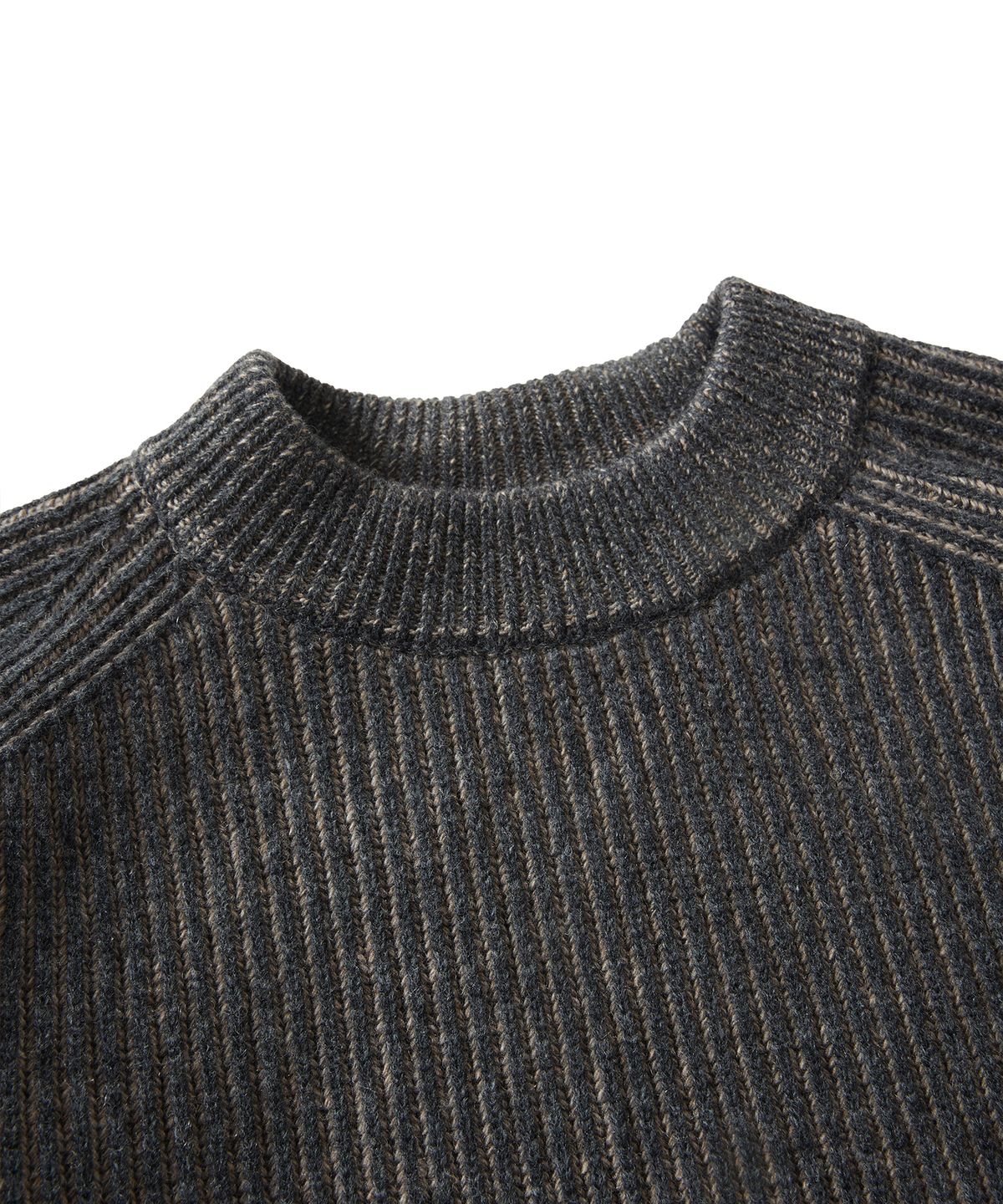 에스파이(ESFAI) 2 TONE CREW NECK KNIT (CHARCOAL)