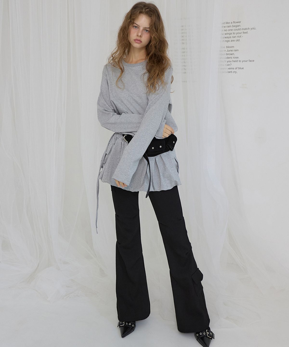 렌세(RENSE) Bootcut Skirt Pants Black