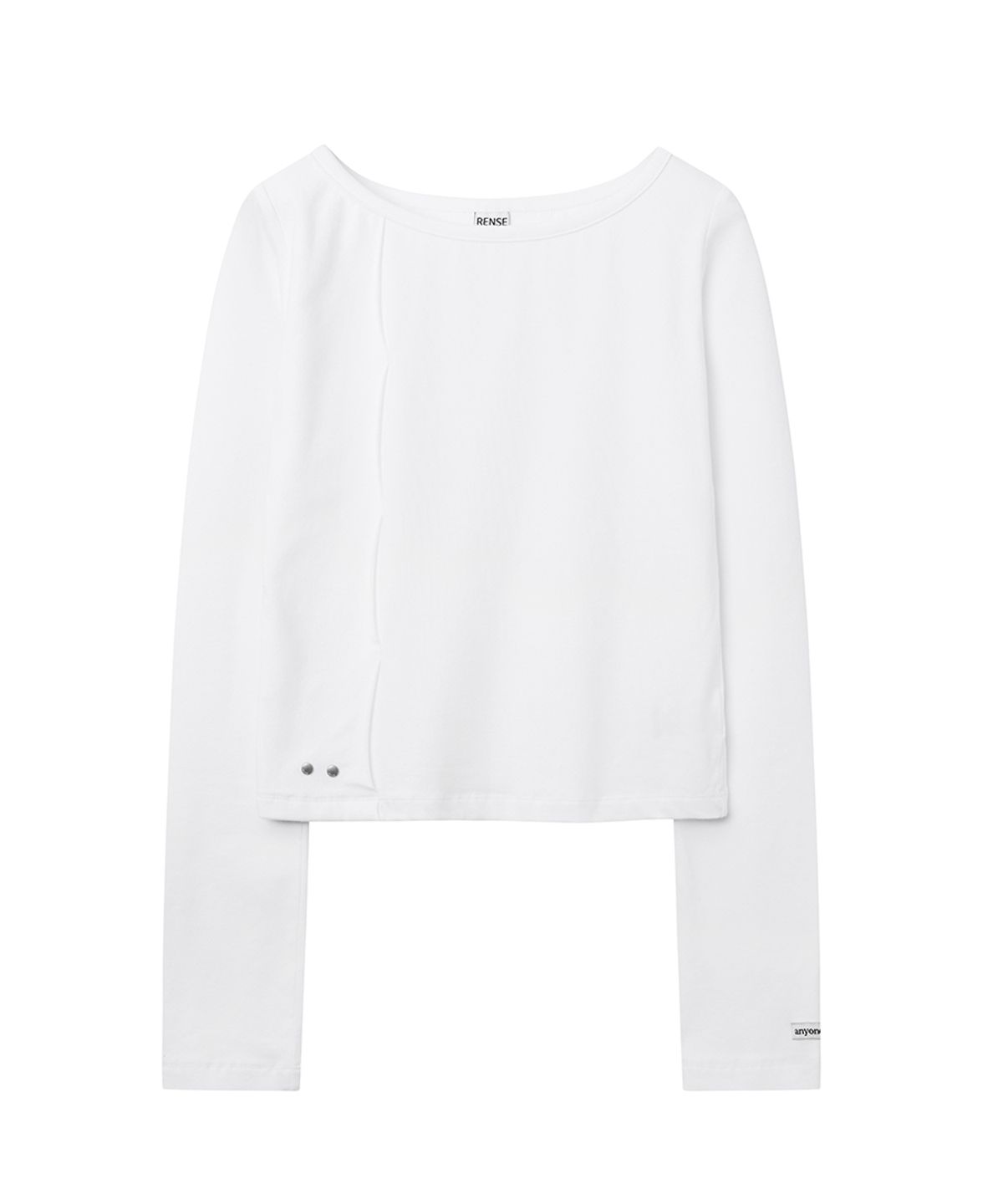 렌세(RENSE) Cut-Out Boat Neck Long Sleeve Tee White