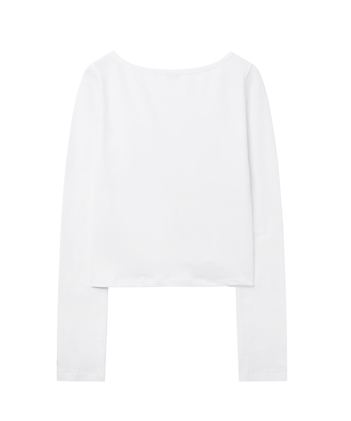 렌세(RENSE) Cut-Out Boat Neck Long Sleeve Tee White