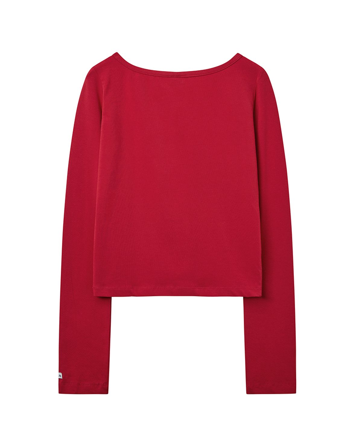 렌세(RENSE) Cut-Out Boat Neck Long Sleeve Tee Red
