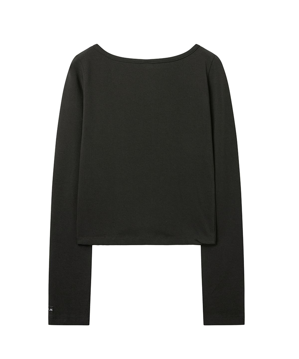 렌세(RENSE) Cut-Out Boat Neck Long Sleeve Tee Black
