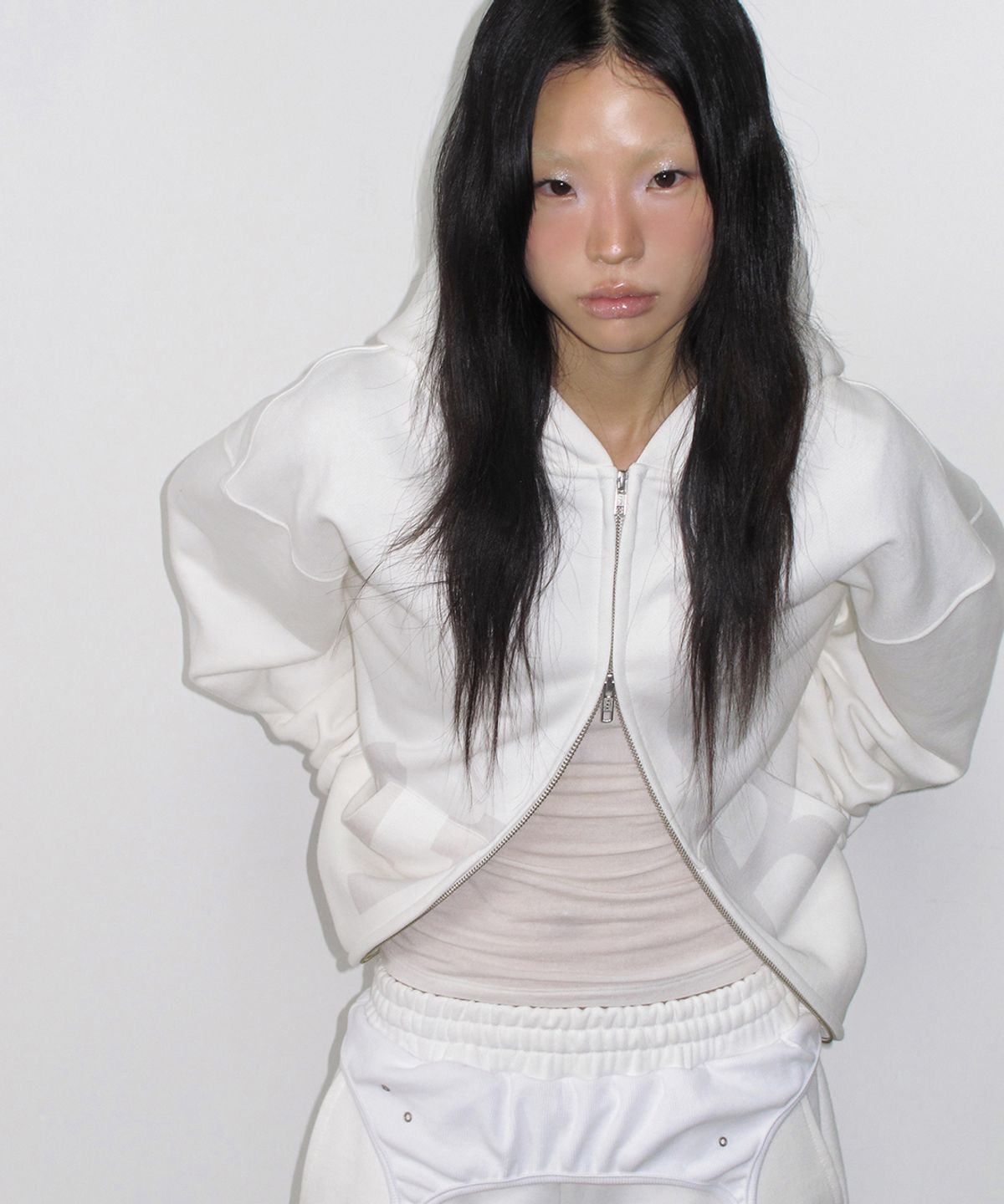 사일프레이(41PRAY) Graphic Zip Up Hoodie / Ivory