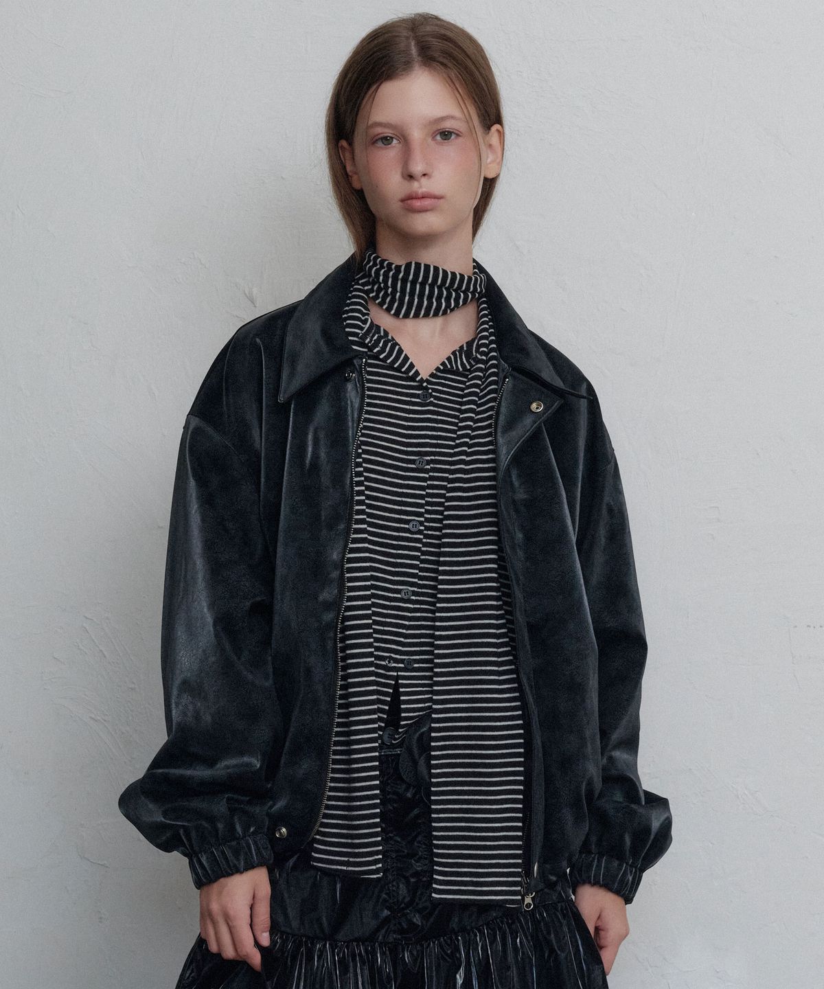 무니쉬(MOONISH) Moon leather blouson jacket (Black)