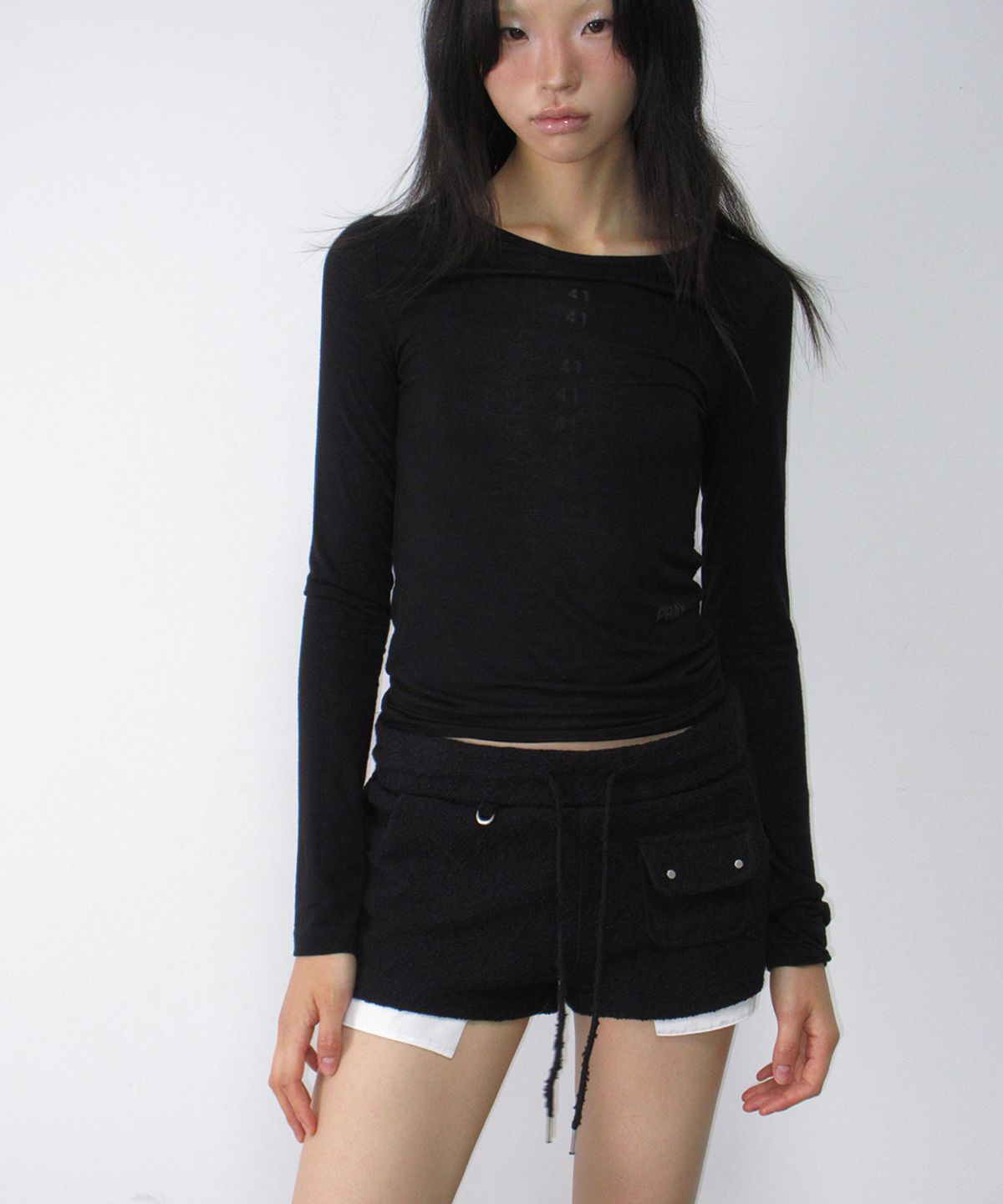 사일프레이(41PRAY) Folded Shorts / Black