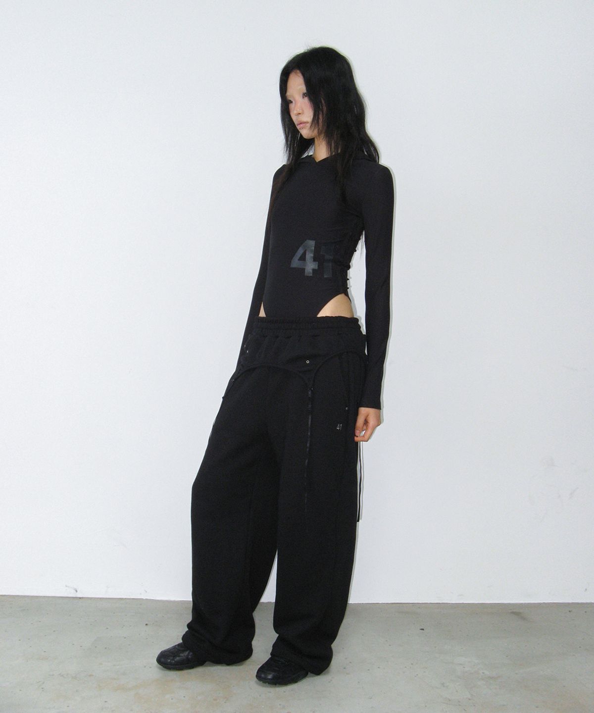 사일프레이(41PRAY) Hoodie Bodysuit / Black