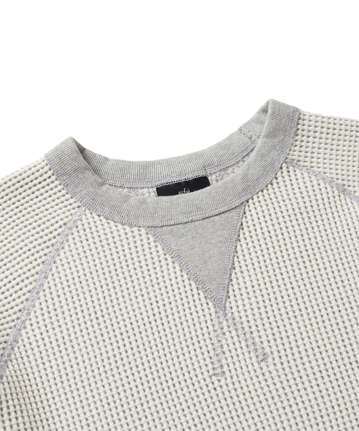 에스파이(ESFAI) TWO-TONE WAFFLE SWEAT SHIRT (OATMEAL)
