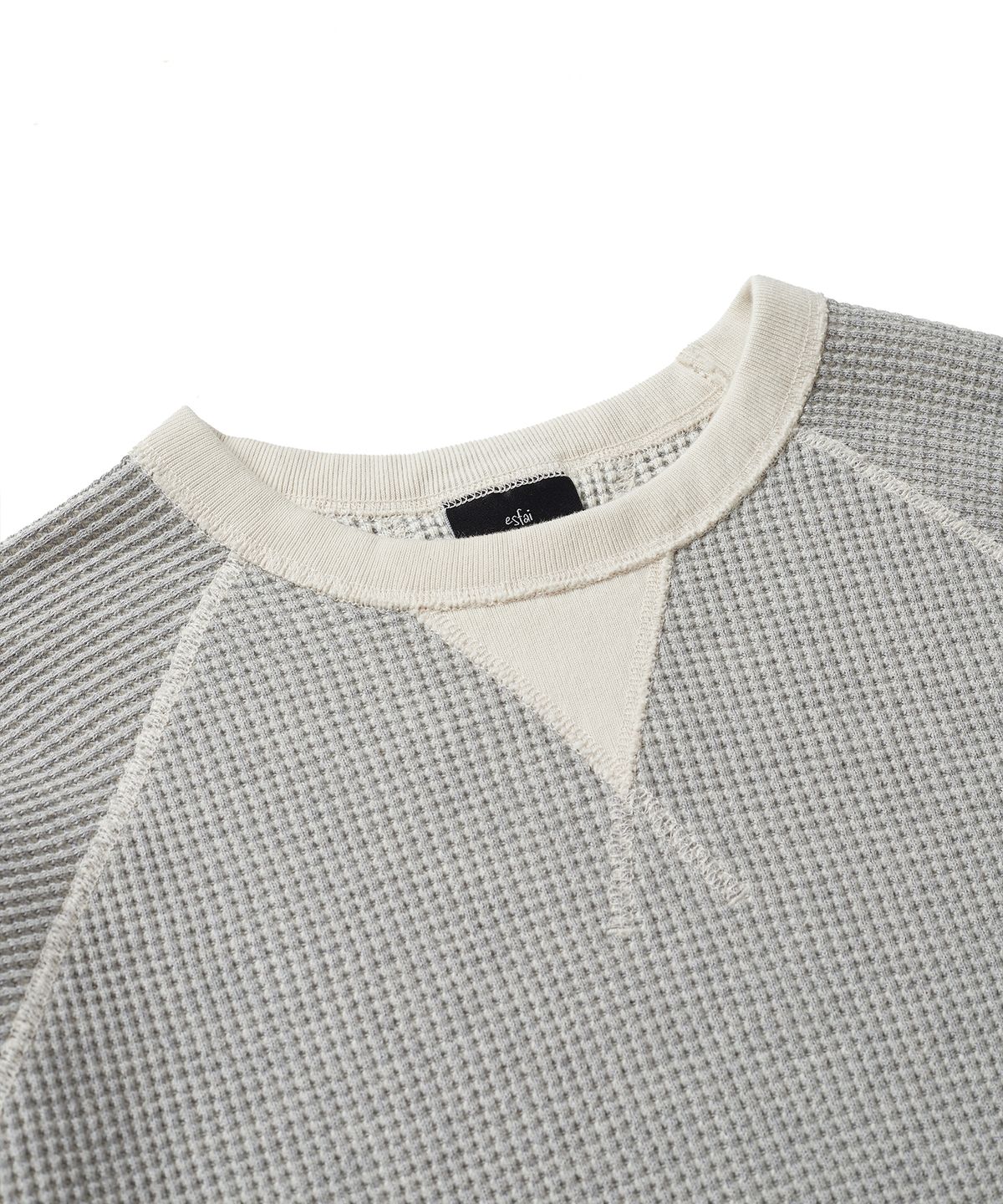 에스파이(ESFAI) TWO-TONE WAFFLE SWEAT SHIRT (MELANGE GREY)