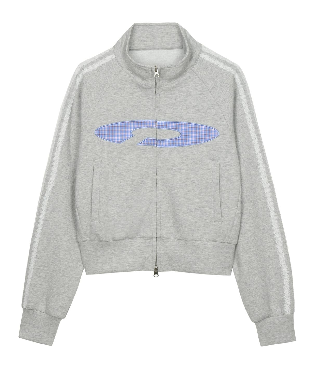 에프디알(FDR) Vintage Check Applique Track Zip-Up M.Gray