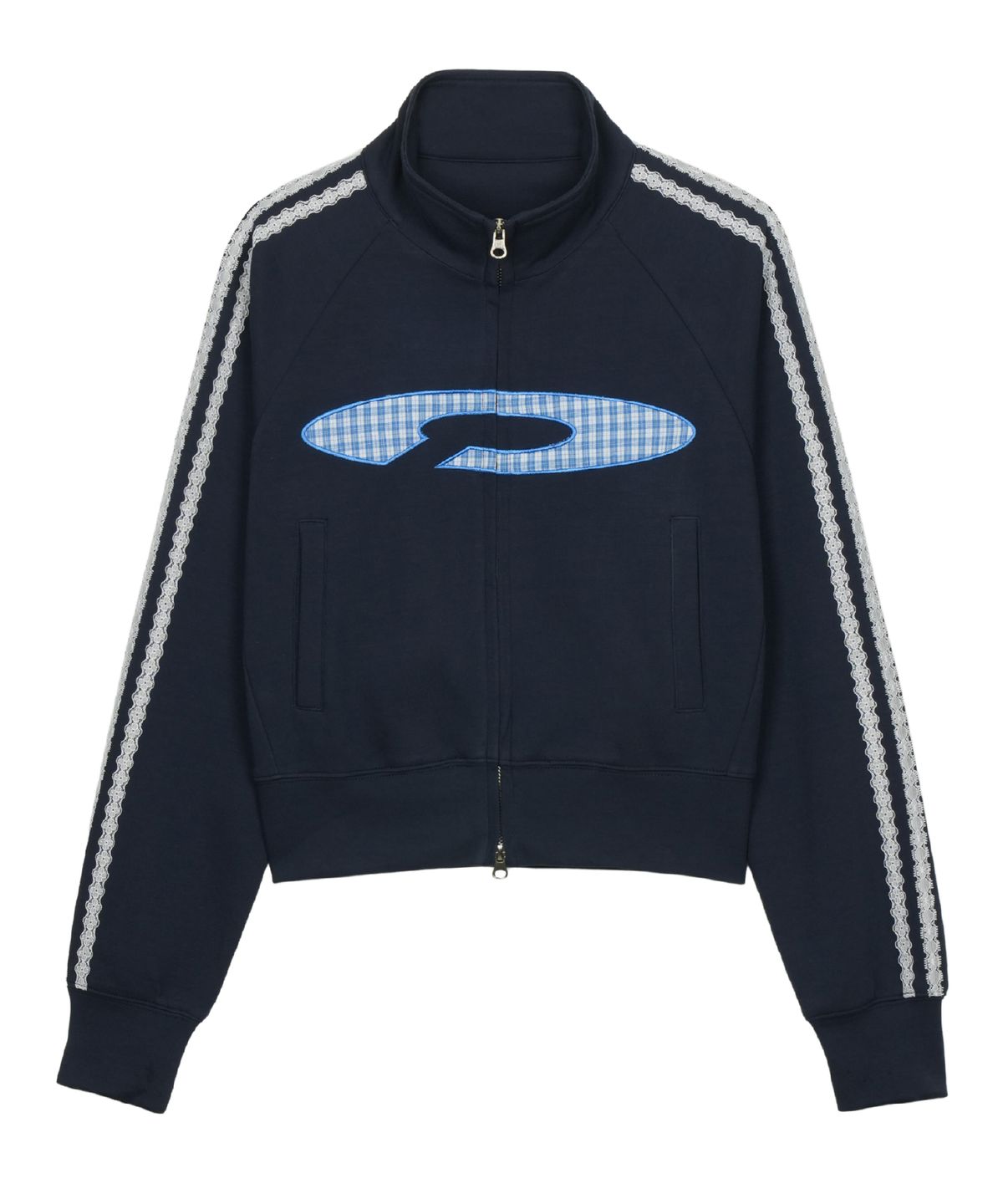 에프디알(FDR) Vintage Check Applique Track Zip-Up Navy