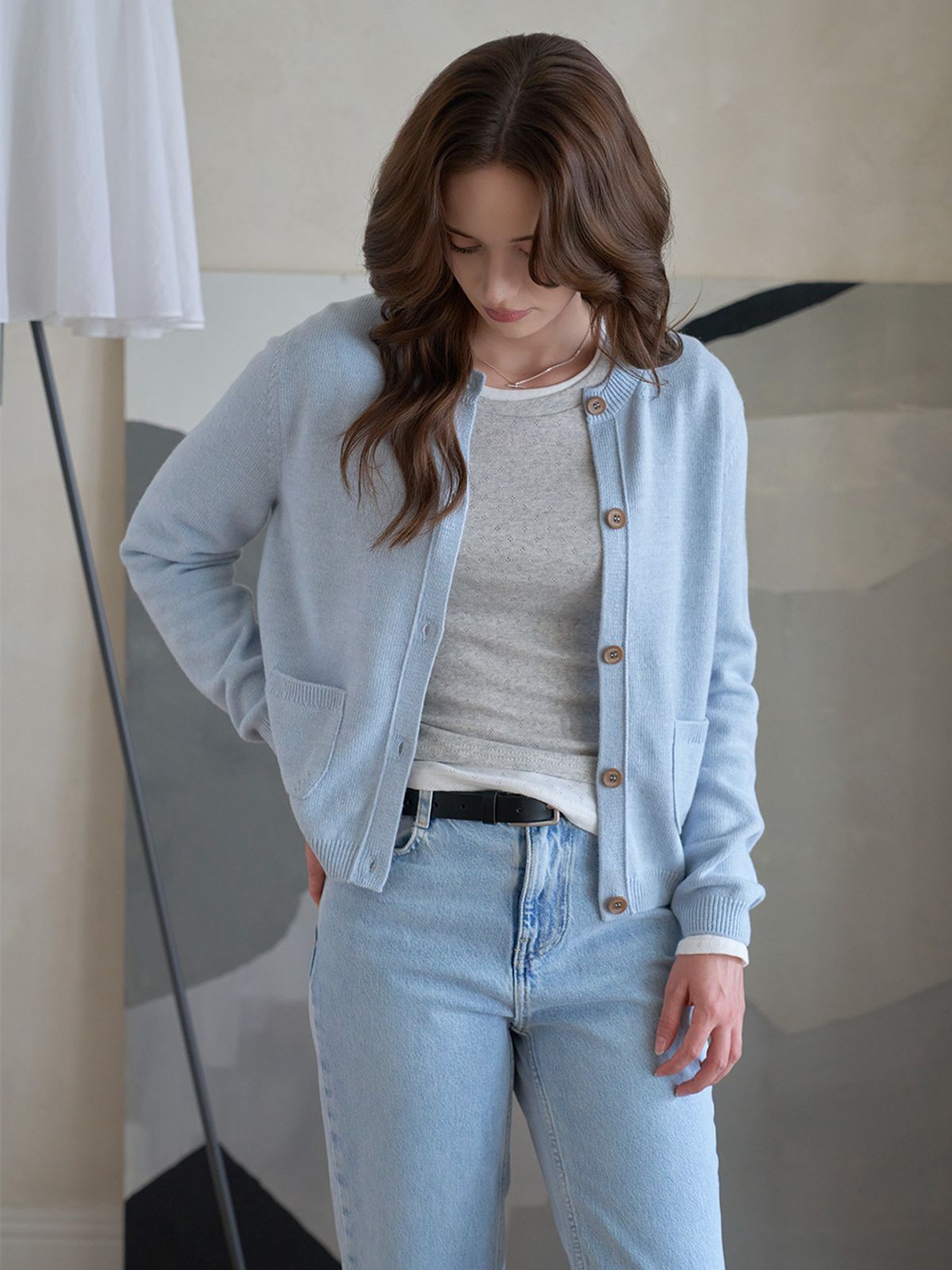 아코디코(ACODICO) 포지 울 라운드 포켓 가디건