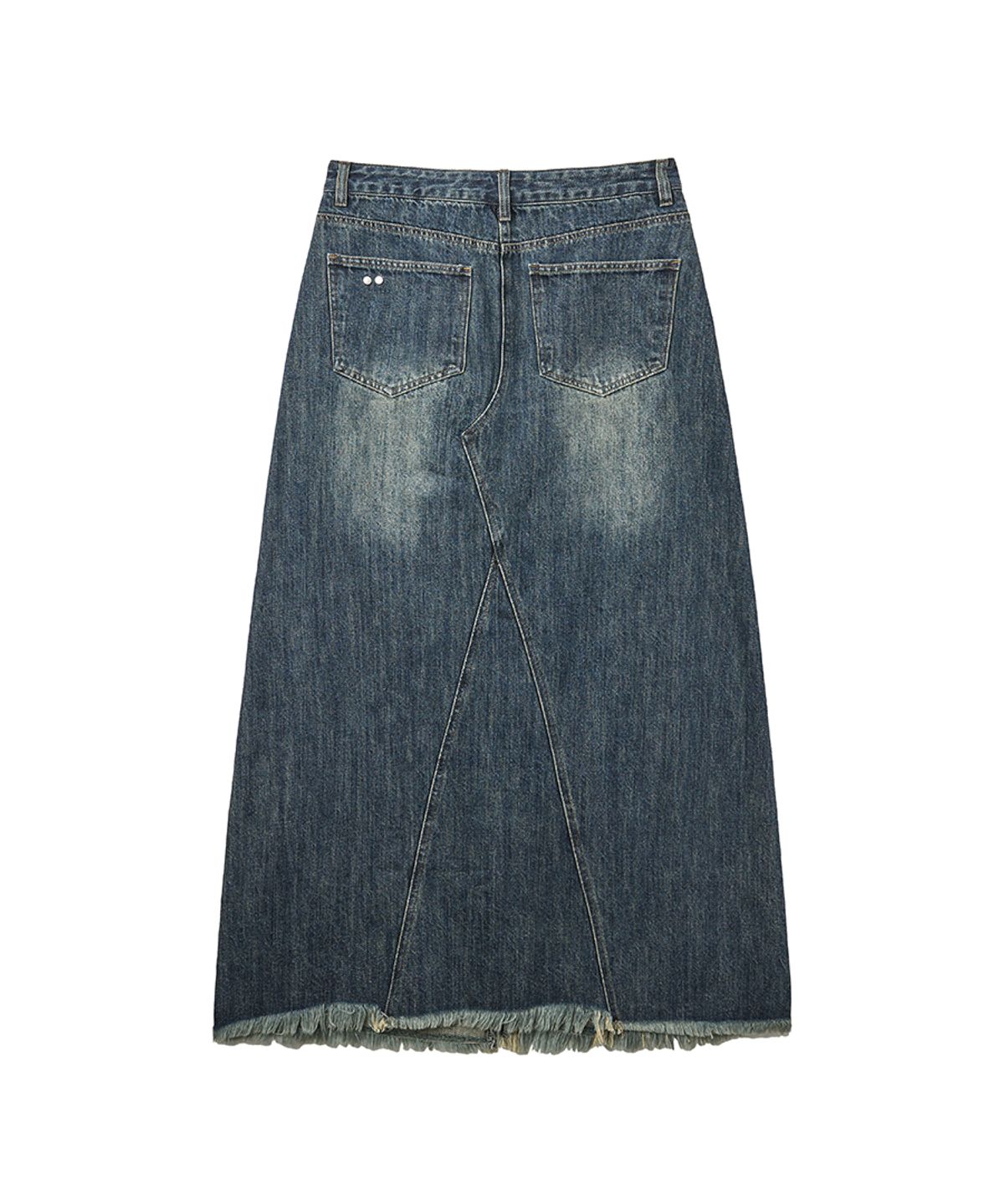 렌세(RENSE) Cutting Denim Long Skirt Blue