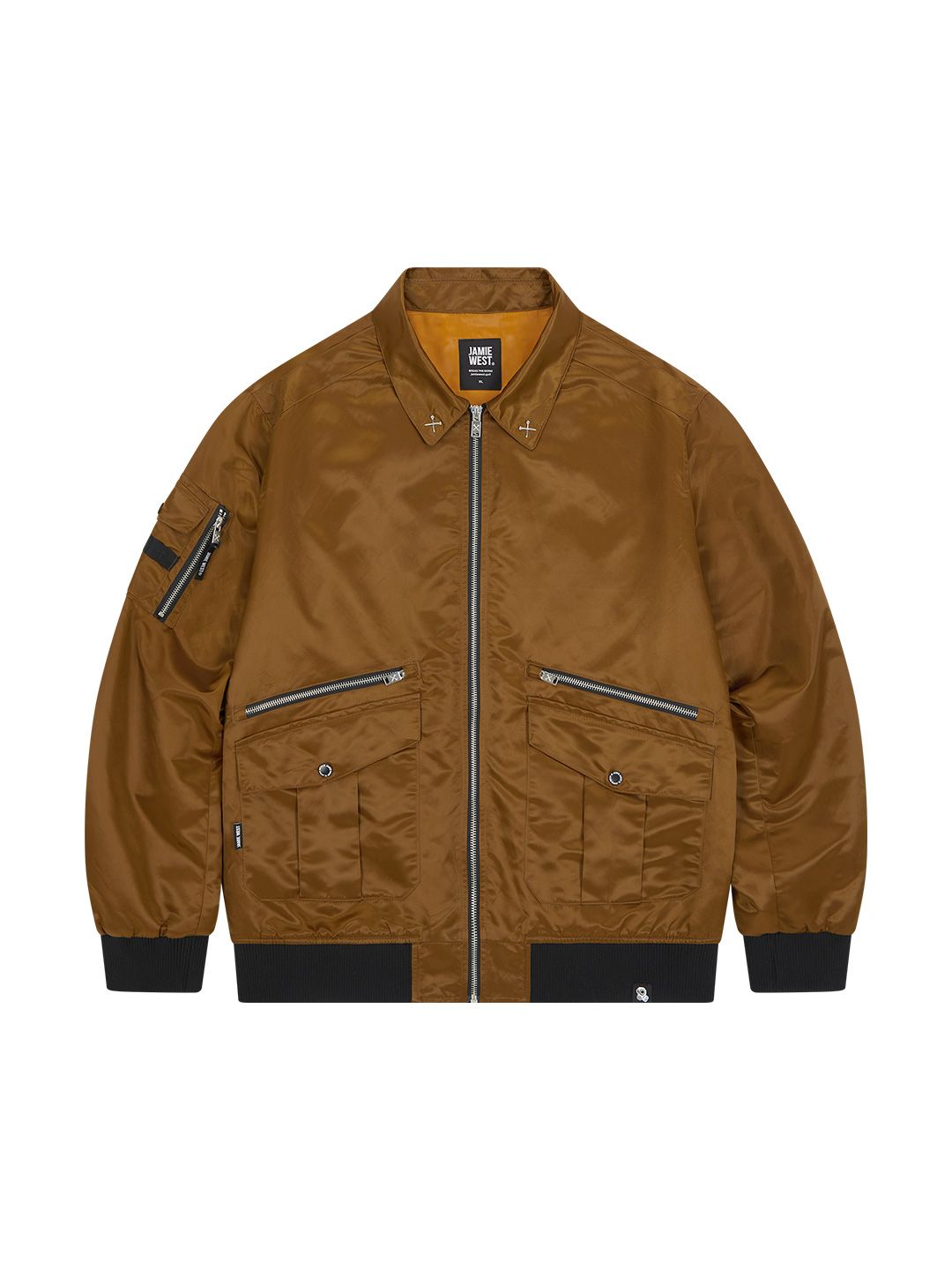MUSINSA | JAMIE WEST Nylon Collar Point Aviator Jacket (Brown)
