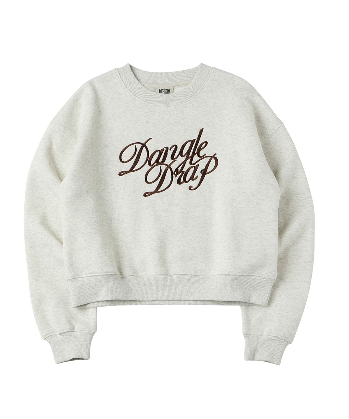 댕글드랍(DANGLEDROP) DGDP 레터링 자수 크롭 맨투맨_오트밀