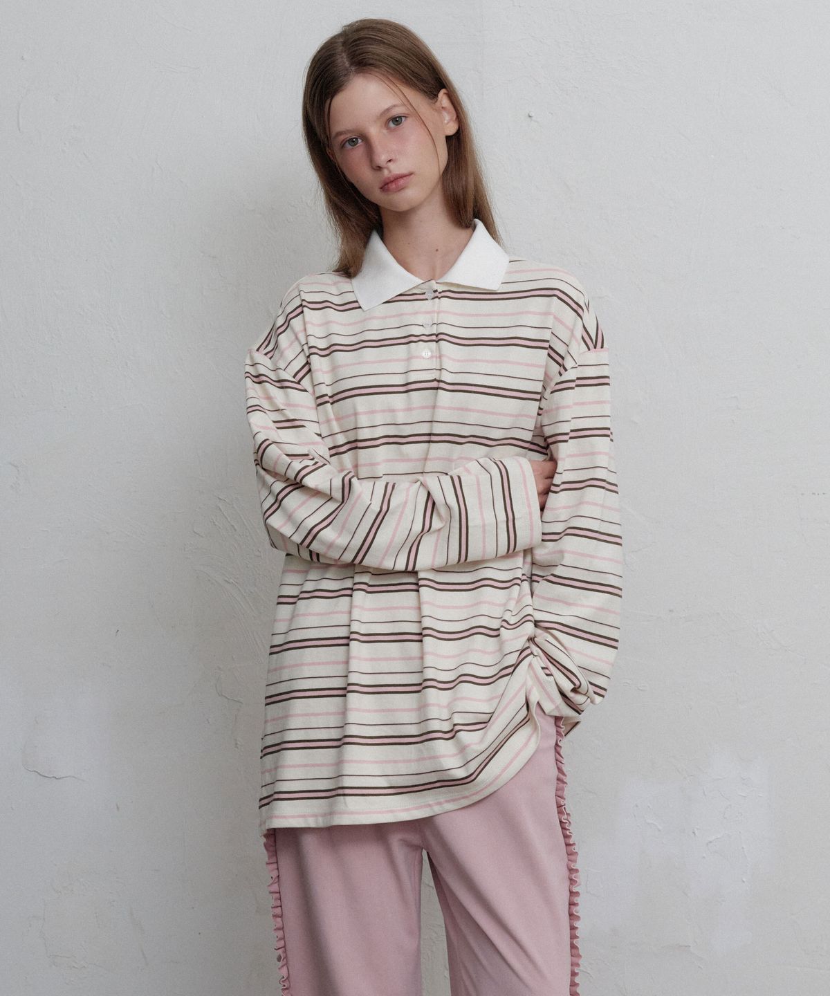무니쉬(MOONISH) Tale stripe PK long sleeve (Pink)