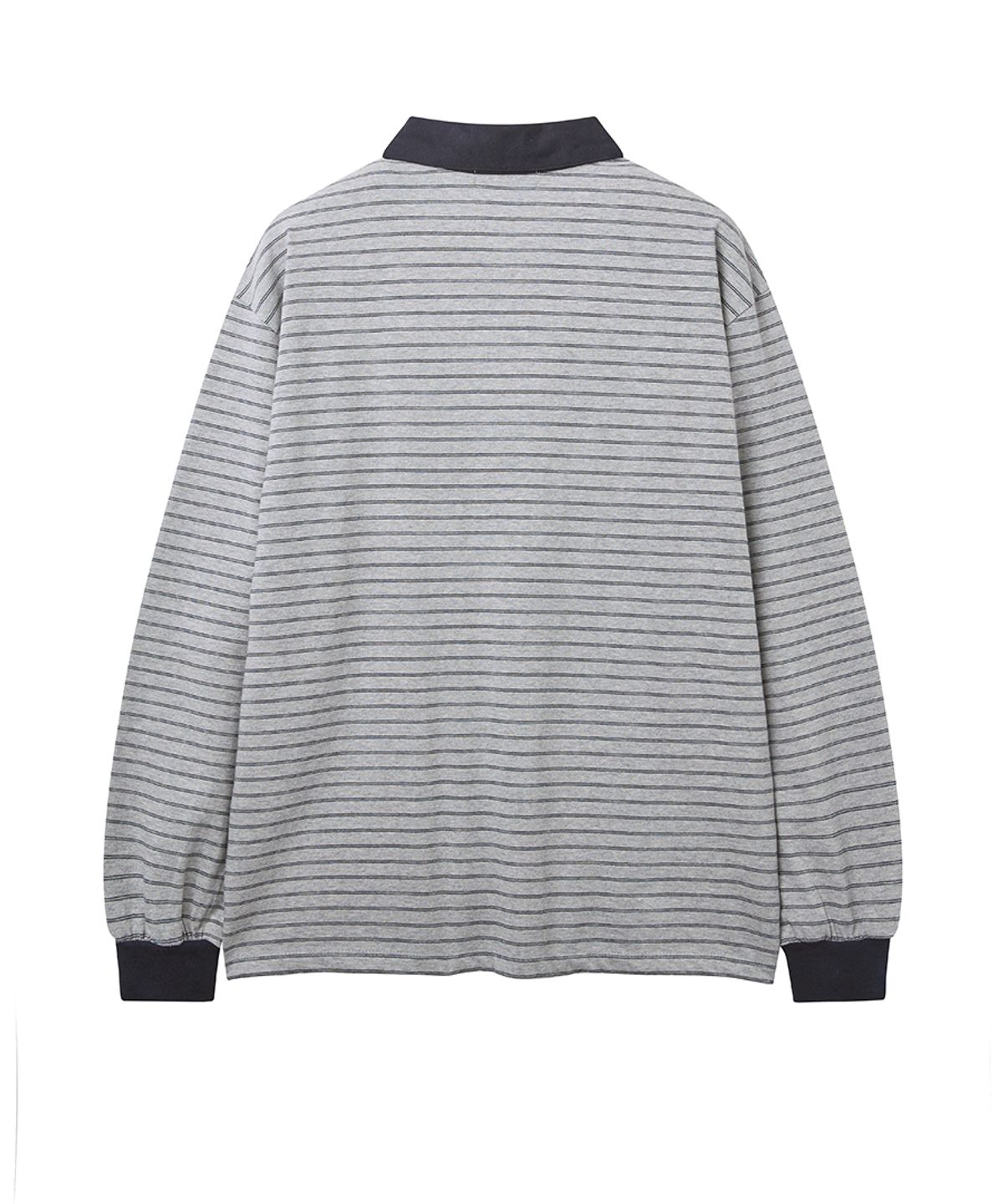 렌세(RENSE) Striped Long Sleeve Rugby Tee Melange Gray