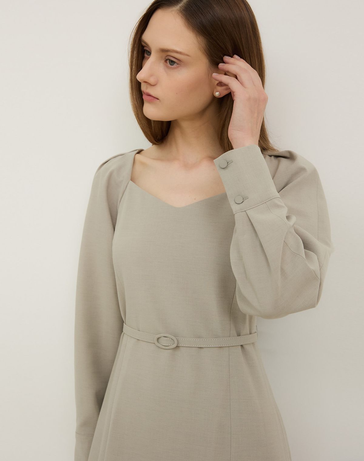 지에마르(GIEMAR) SQUARENECK H LINE DRESS (belt set) 2COLOR  스퀘어넥 에이치 라인 드레스 벨트세트 투컬러
