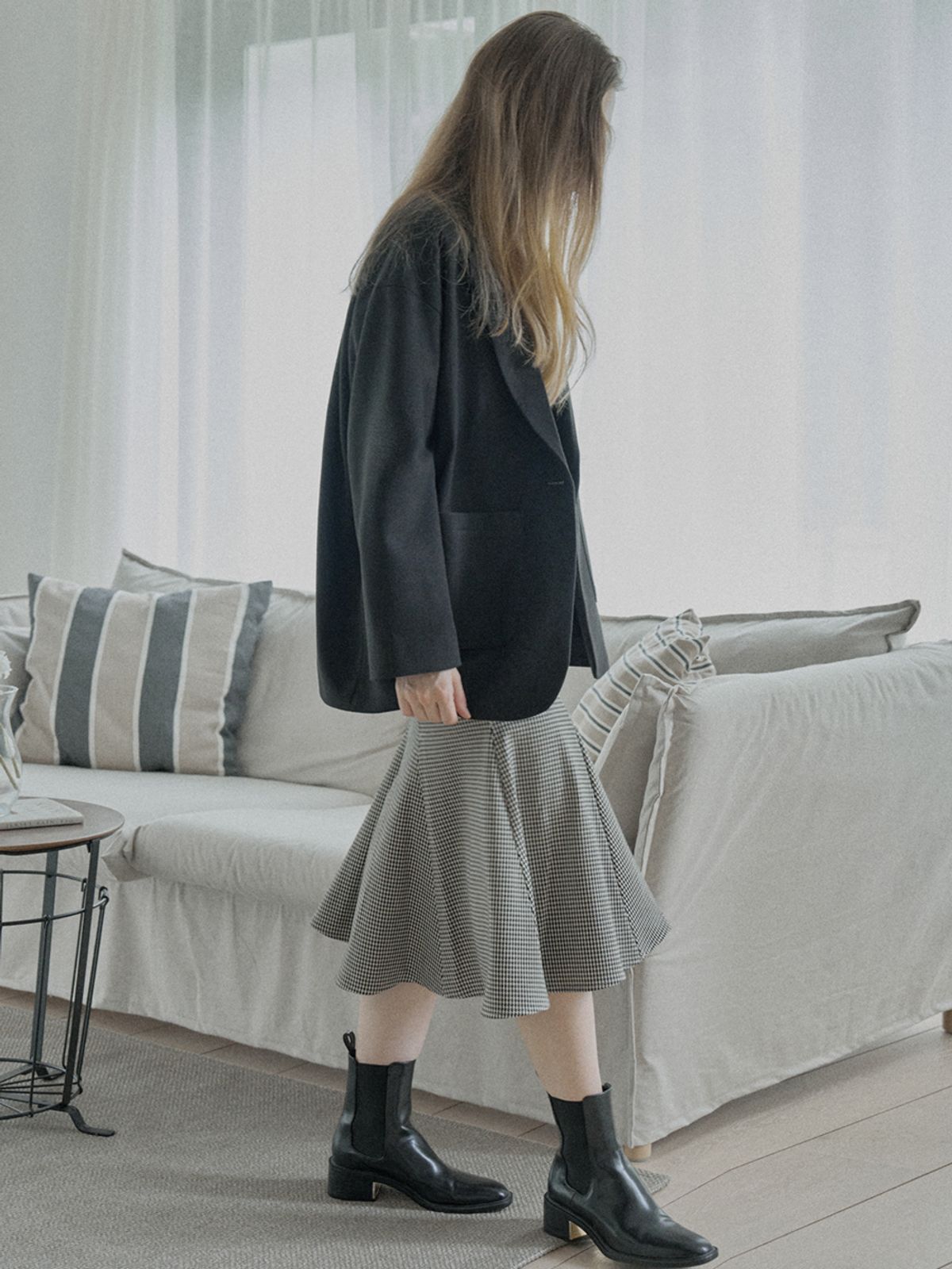 아방(AVANT-G) Swallow Pattern Mermaid Skirt - IVORY